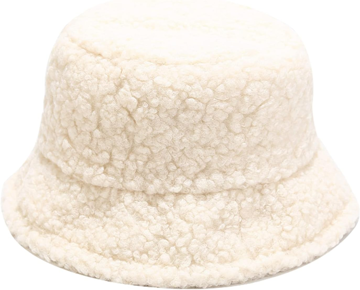 Winter Plush Fuzzy Bucket Hat Faux Fur Shearling Fisherman Hats for Women