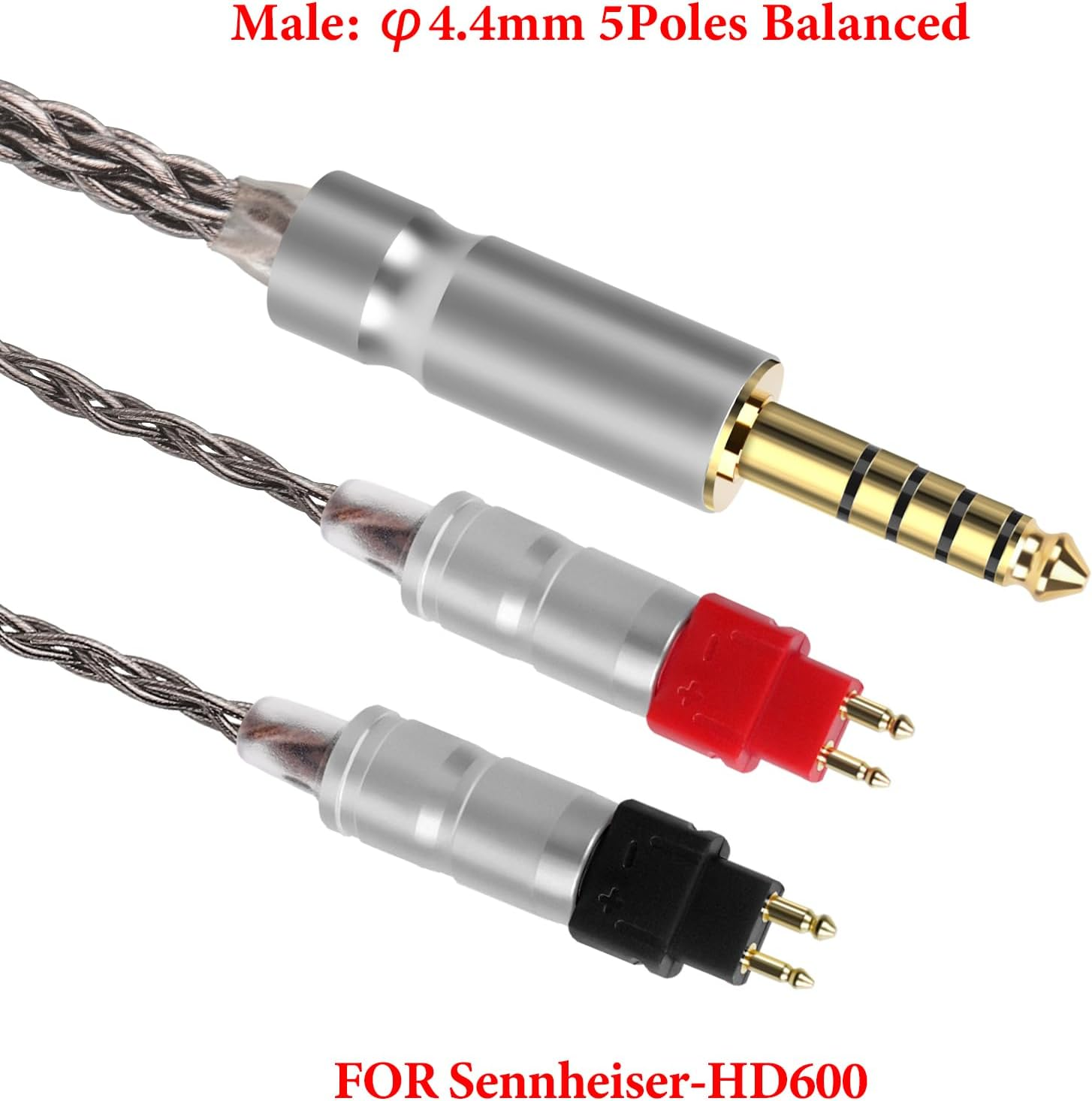 Geekria Apollo Silver-Plated Copper Upgrade Audio Cable Compatible with Sennheiser HD600, HD650, HD660S2, HD6XX Headphones, 4.4Mm Replacement Headphones Cord for Amplifier (4.9Ft/1.5 M)