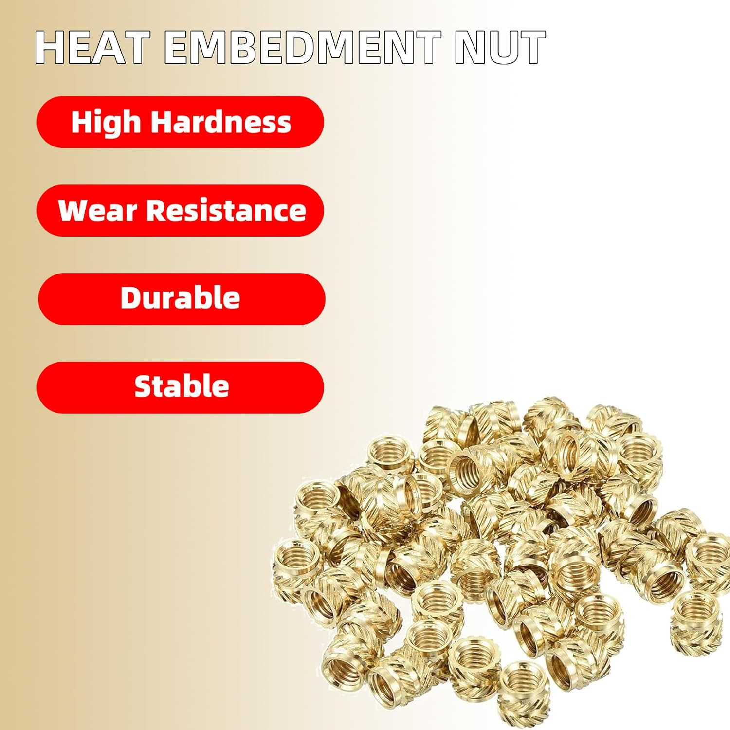 Luojinluoda 100PCS Threaded Inserts M3 Assortment Box - Brass Heat Set Insert for Plastic Parts - Metric Knurled Nuts for 3D Printers (M3X4X5Mm)