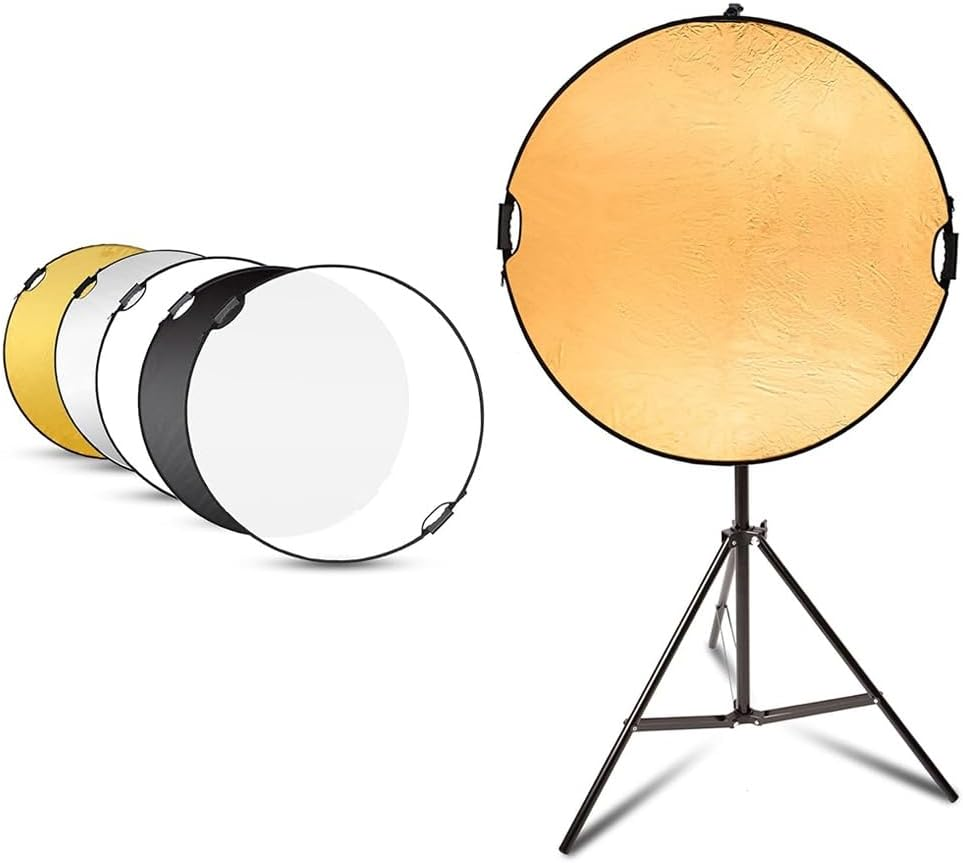 80Cm 5-In-1 Reflector with 21Cm Bracket,Light Reflector Kit,5 Colors White, Black, Silver, Gold, Translucent,360&deg; Swivel Bracket with Stereoscopic Soft Light,For Studio & Outdoor Photography Lighting. image number 4