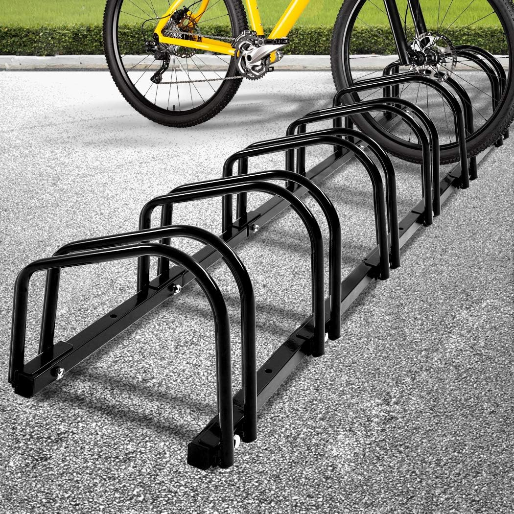 6 Bike Stand Outdoor Bicycle Floor Parking Rack Indoor for Garage Storage,Fits 16Inch 18Inch 20Inch 24Inch 26Inch 27.5Inch 29Inch Kids Mountain Bicycle Speed Cycling City Bikes Wheel,Black image number 6