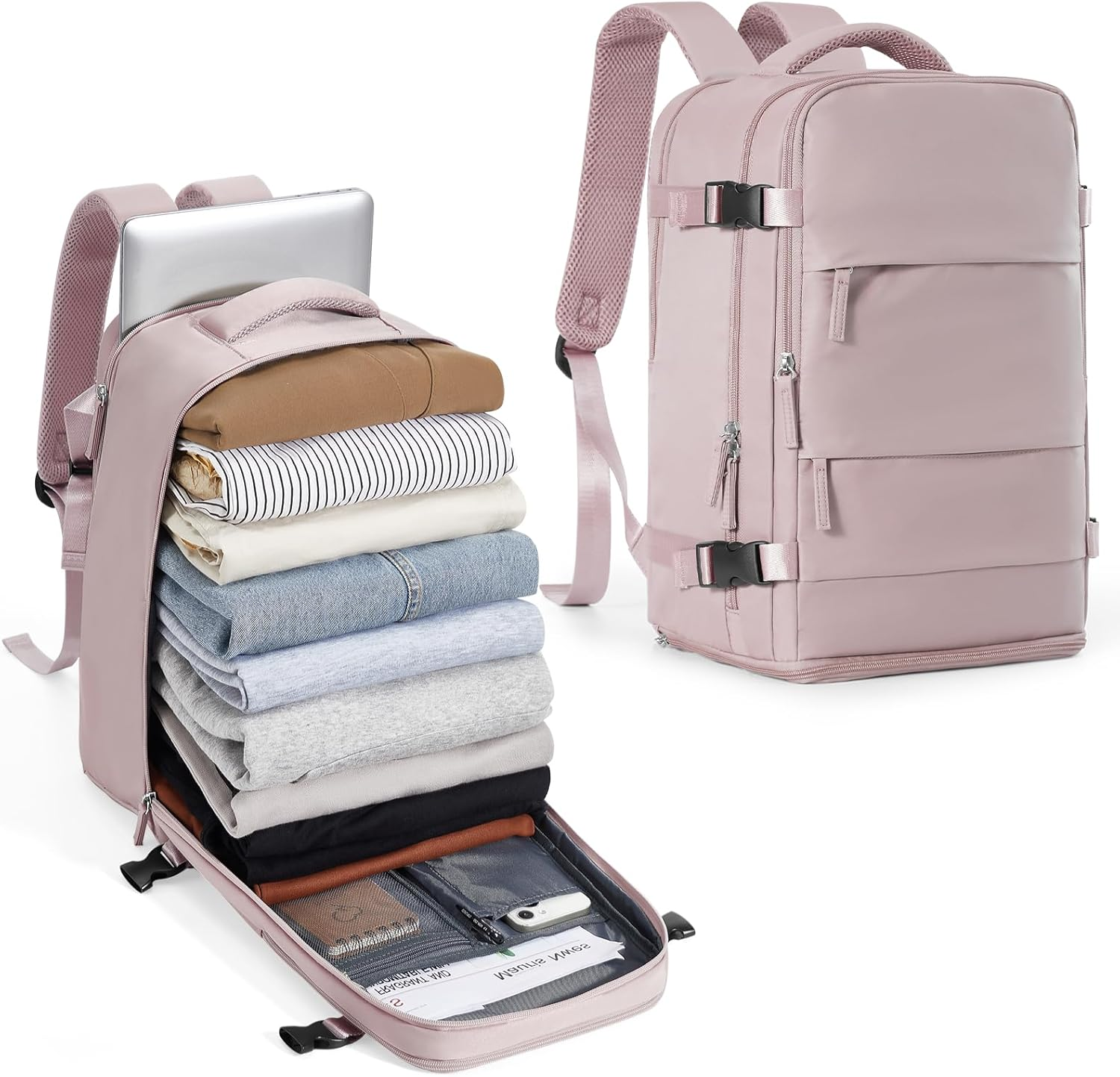 Pakembl Vacuum Backpack Travel with Pump Travel Backpack with Vacuum System Laptop Backpack Waterproof Carry on Casual Backpack 14/15.6Inch with Shoes Compartment