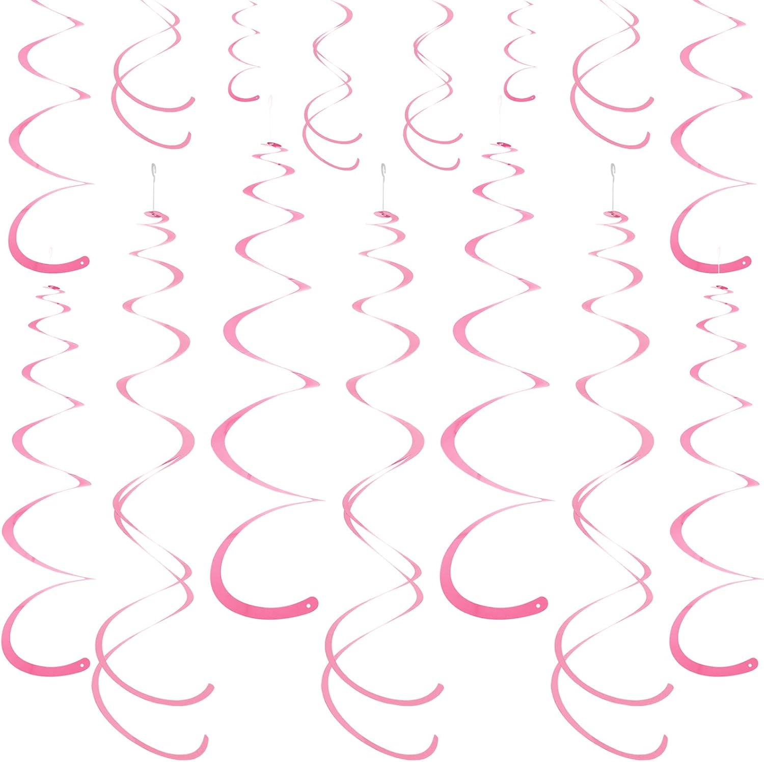 OJIOUI 28Pack Colorful Ceiling Swirl Foil Decorations Hanging Plastic Streamer Themed Swirl Party Decoration for Wedding Birthday Graduation Wedding Celebration Baby Shower Party (Pink) image number 3
