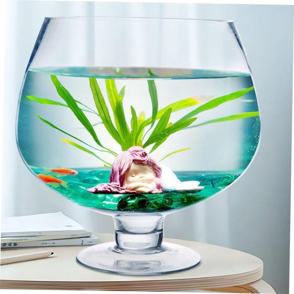 ABOOFAN Transparent Betta Tank Glass Fish Bowl Vase for Goldfish Small Aquatic Pets Eye Catching Tabletop Decoration for Home Office Versatile Capacity image number 4