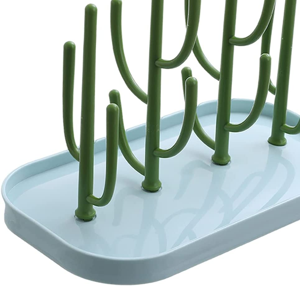 Perfeclan Water Bottle Drying Rack Holder with Tray Cactus Multifunctional, Blue