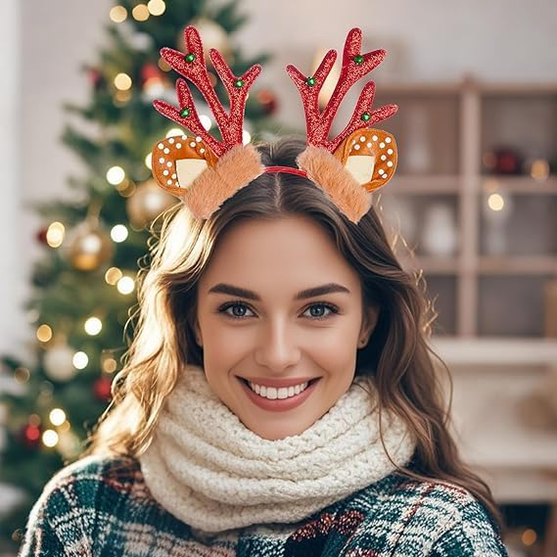 Christmas Reindeer Headbands, Christmas Headbands, Christmas Headband, Reindeer Headband, for Fancy Dress, Cosplay, Halloween, Christmas, Animal, Carnival, Party, Costumes image number 4