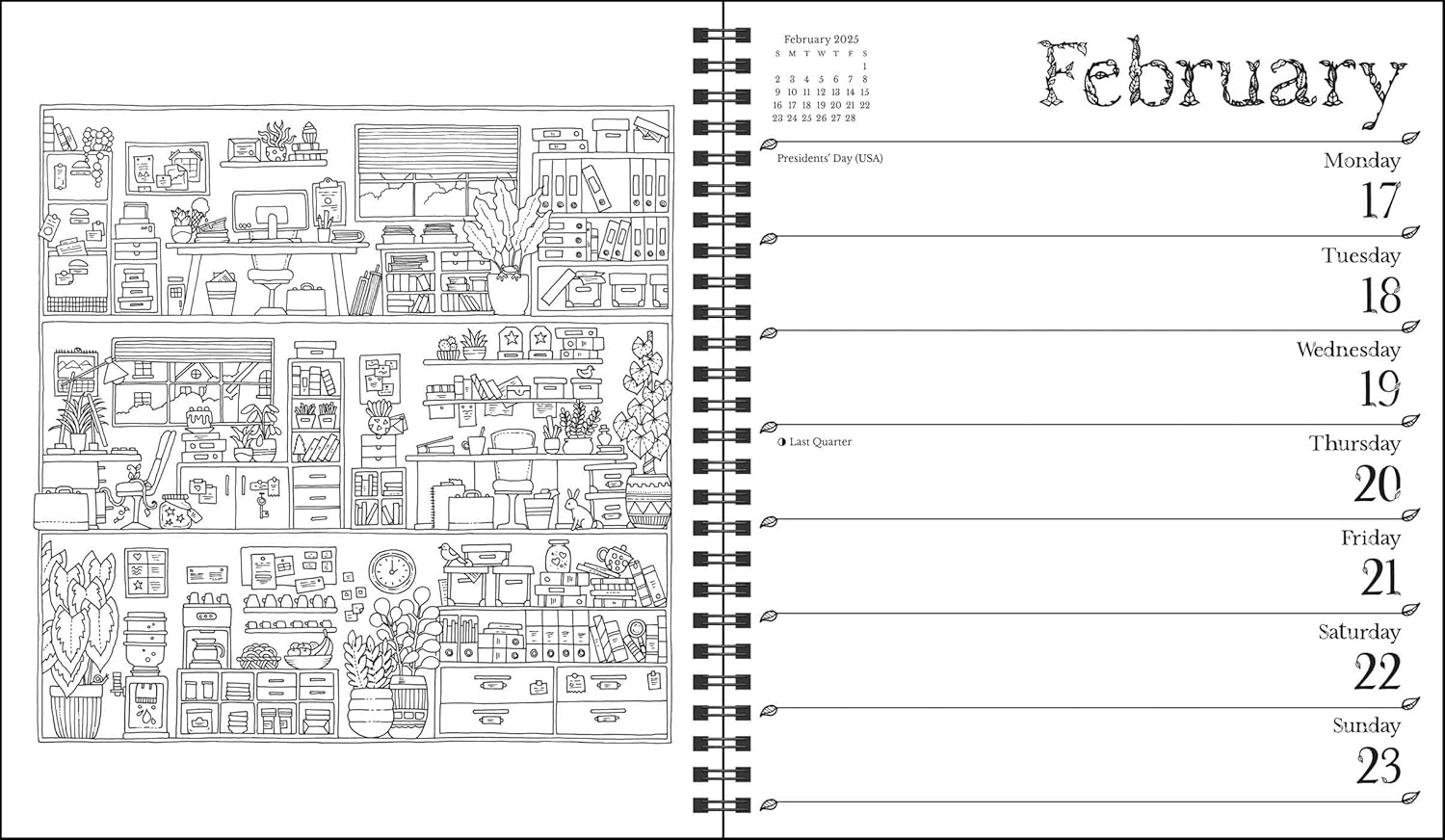 Johanna Basford 12-Month 2025 Weekly Coloring Calendar: a Special Collection of Whimsical Illustrations from Her Books