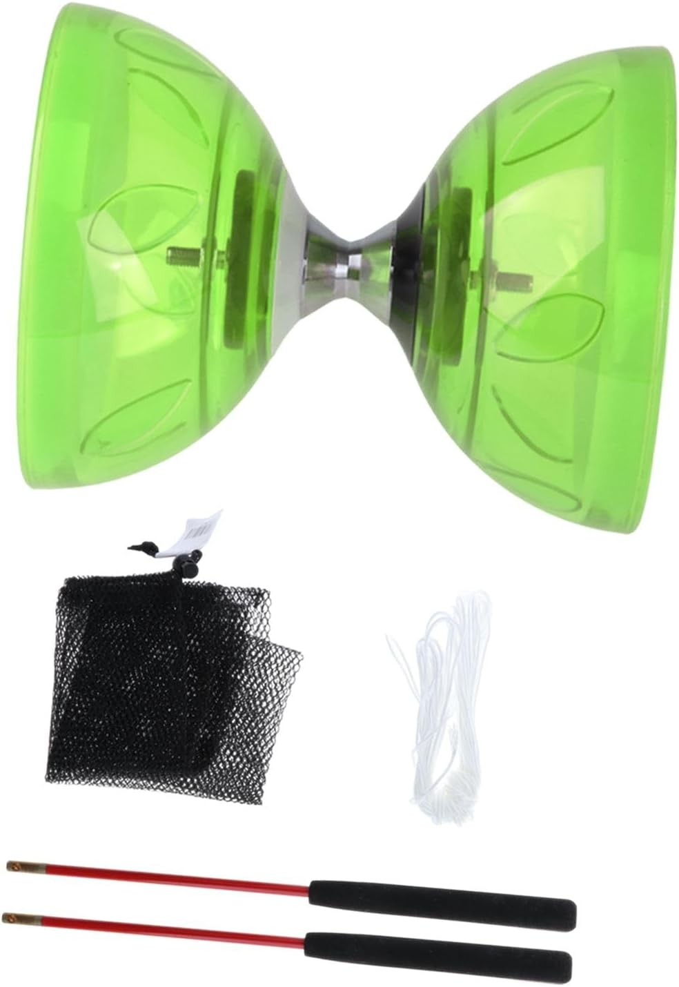 EHJRE Diabolo Toy Set with Sticks and Ropes for Juggling Fun for Kids and Adults, L Red