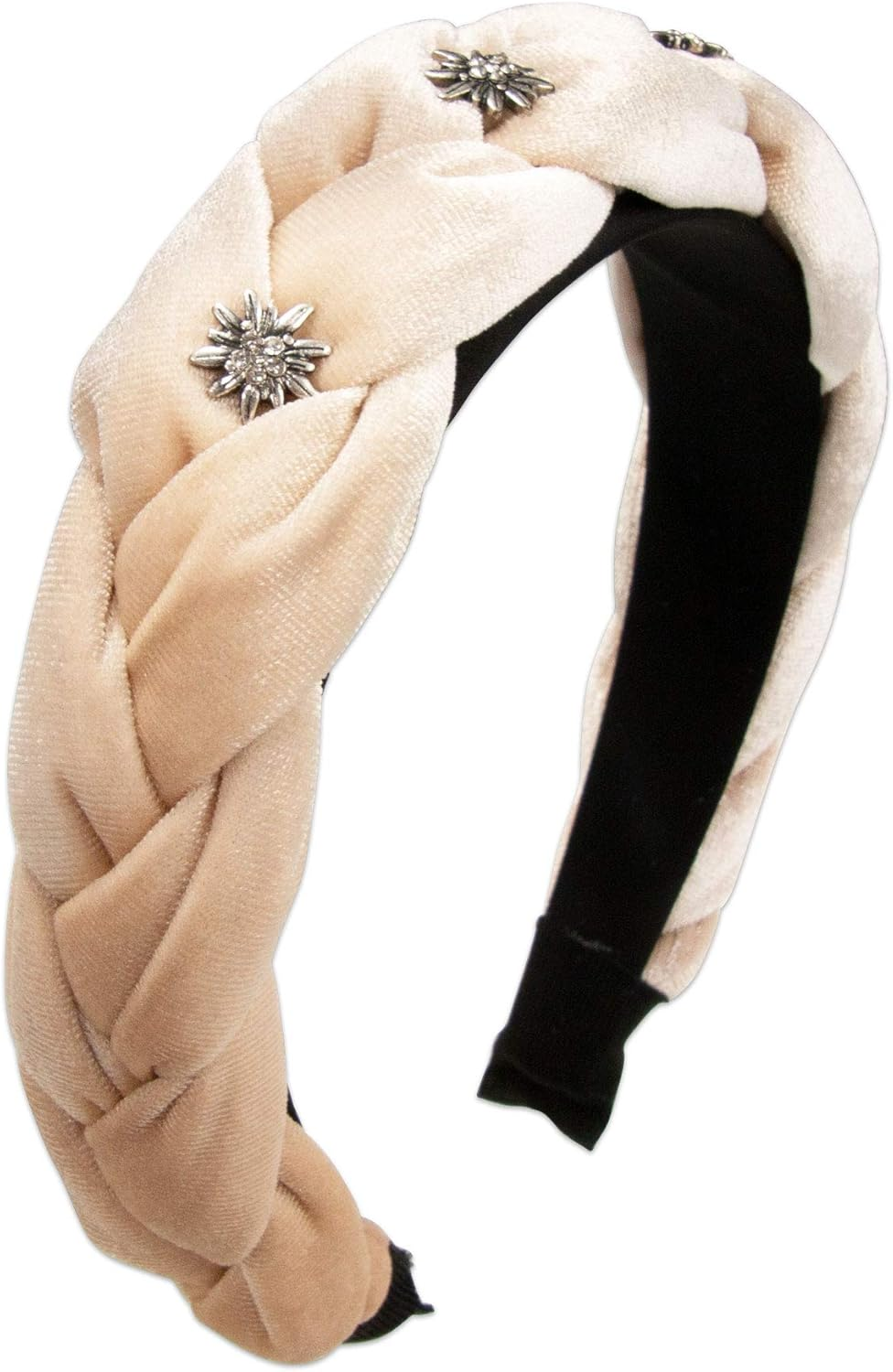 Alpenfl&uuml;stern Costume Headband Velvet Braided Look & Rhinestone Edelweiss - Women'S Hair Accessories Non-Slip Headband Braided for Dirndl (In Traditional Colours) ADV129 (Sage Green)