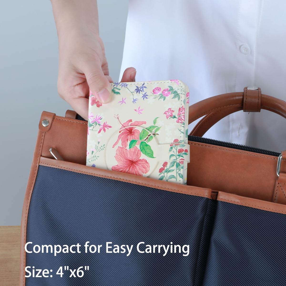 SIIXU Colorful Pocket Notebook A6 - Floral Theme with Unique Flower Illustrations, Vegan Leather, Small Size for Women, Ideal for Journaling, Notes, and Travel