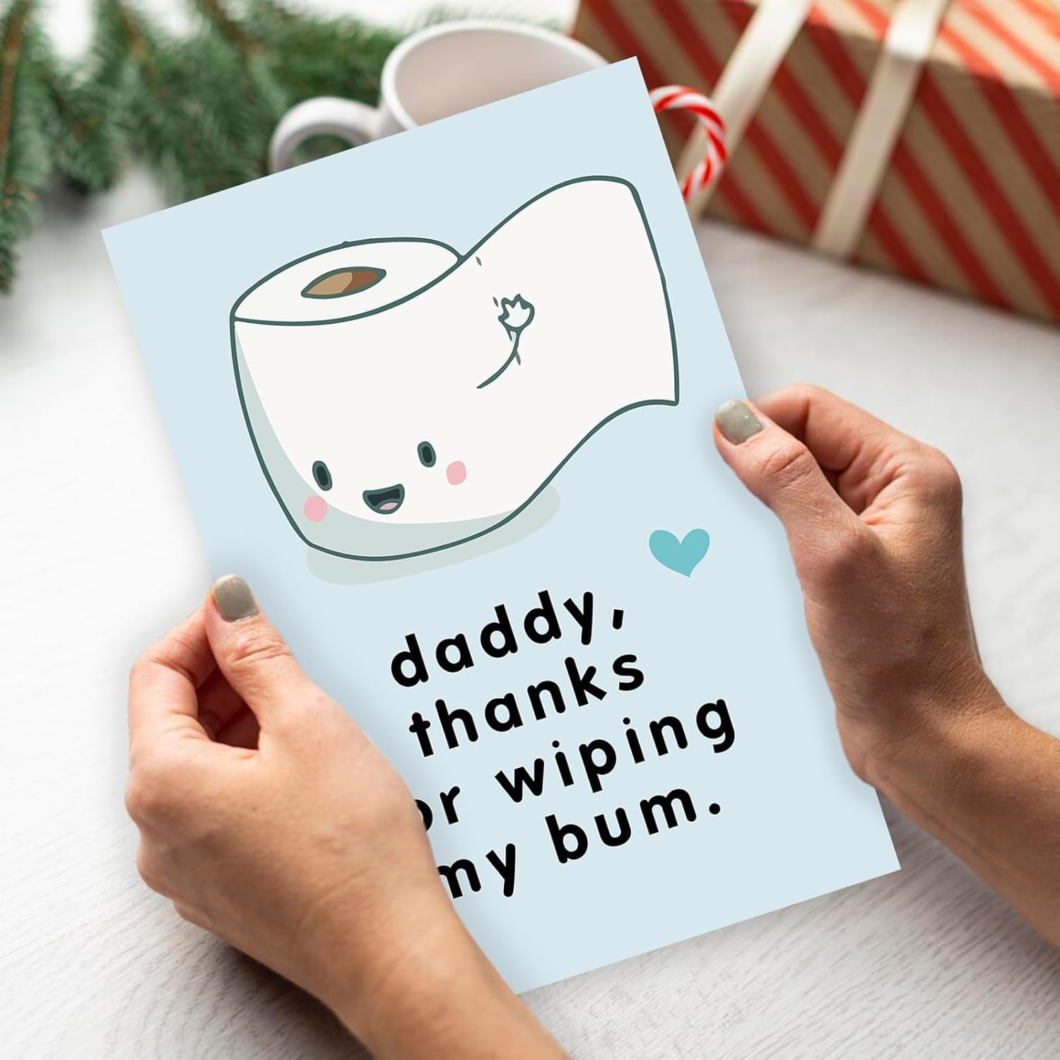 Funny First Fathers Day Cards Gifts for New Dad, Cute 1St Father'S Day Card Gift from Baby Son Daughter, Baby Daddy Fathers Day Card, Thanks for Wiping My Bum image number 4