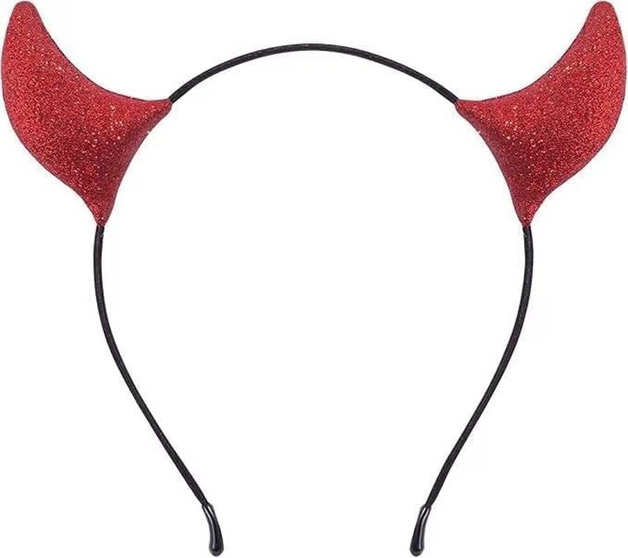 Glitter Devil Horns Headband with Sparkly Devil Ears for Halloween and Cosplay Red and Black Color Options - Fengea image number 5