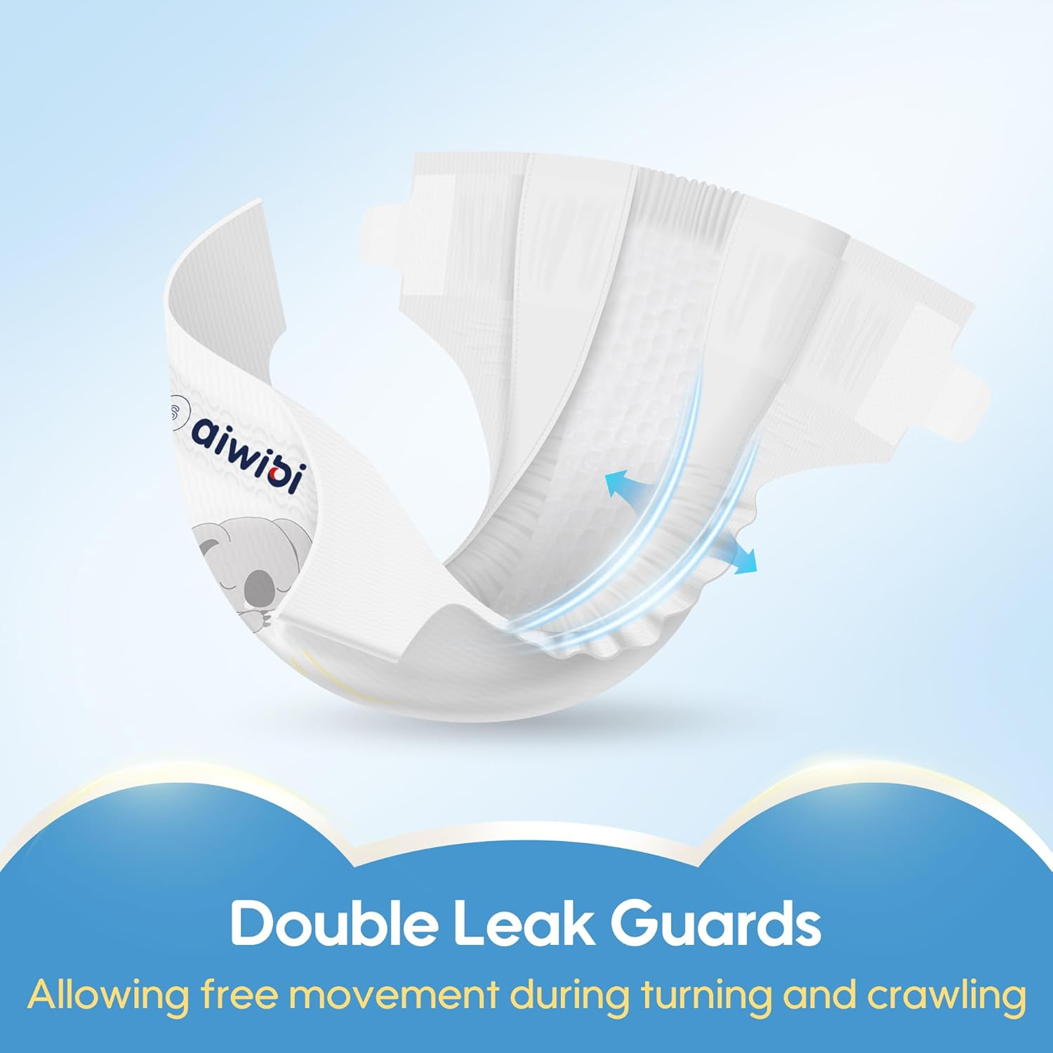 AIWIBI Nappies Size 5 (12-17Kg), 48 Count, Series Light Feather Premium Nappy, Ultra-Soft and Absorption, Hypoallergenic and Leak-Proof image number 5