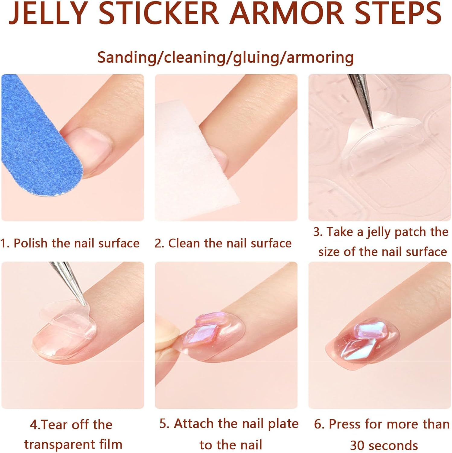 French Press on Nails,Short Almond Fake Nails,Reusable Stick on Nails in 12 Sizes-24 PCS Soft Gel Nails Kit, ABS Natural Fit, Salon-Quality,Elegant Moments image number 4