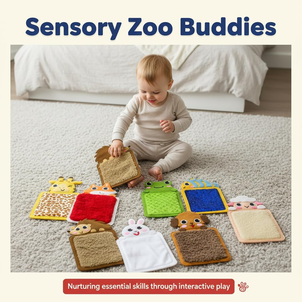 8PCS Animal Themed Sensory Mats Set, Textured Tactile Sensory Board for Stress Relief & Focus, Sensory Development Tools for Kids image number 3