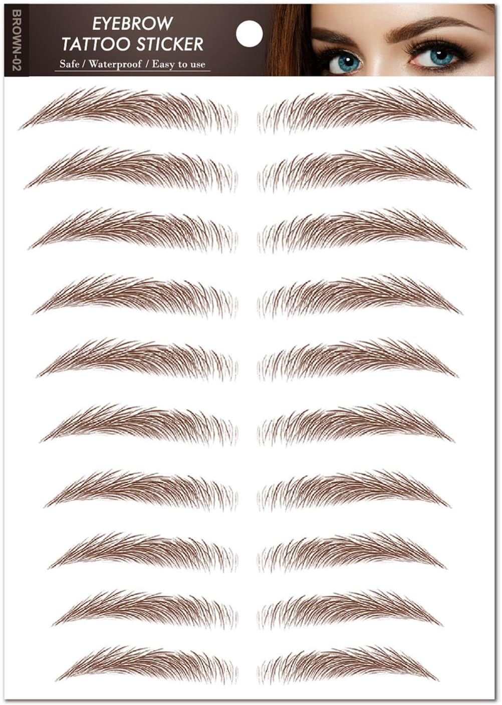 Tattoo Eyebrow Stickers 4D Hair-Like Authentic Eyebrows Natural Fake Eyebrow Stickers Waterproof Imitation Ecological Lazy for Woman & Man Makeup Tool 10 Pcs