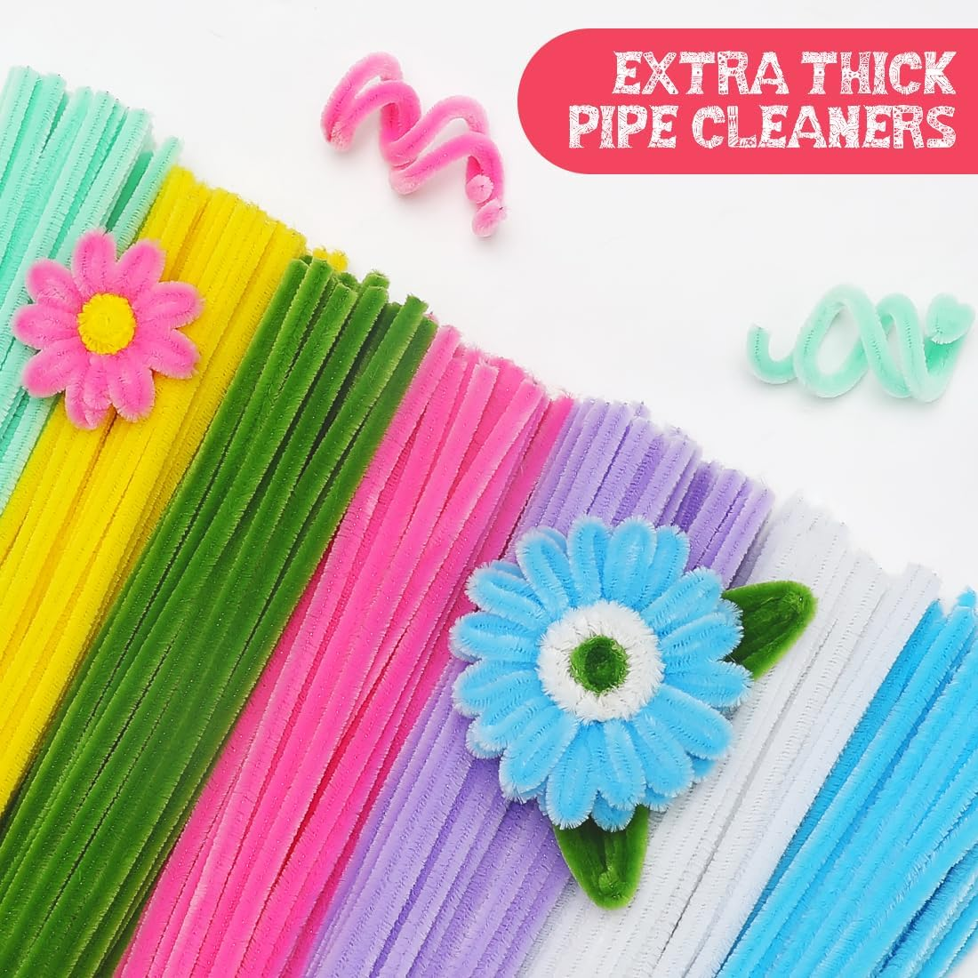 IOOLEEM Pipe Cleaners, 480Pcs Multi-Colored, Flower Making Kit, Arts and Craft Supplies, Pipe Cleaners Kit, Pipe Cleaners for Flowers, Craft Supplies Kit,Gift Ideas for Art Project Activity Gifts. image number 4