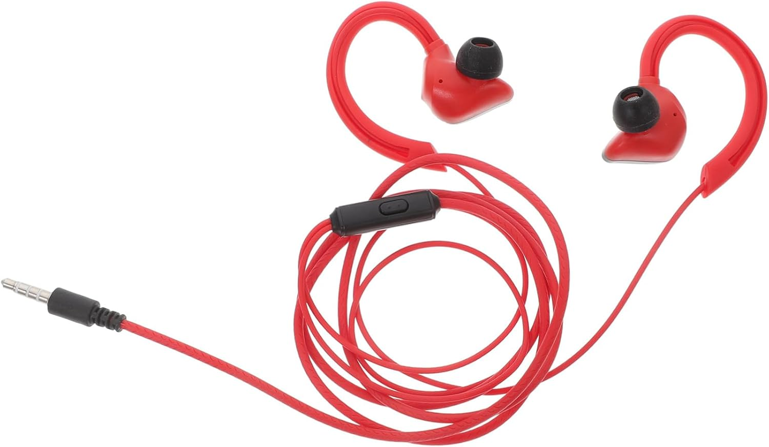 Kisangel Wired Sports Earphone Headset Ear-Hook Design for Running and Outdoor Activities, Red Color Lightweight Earbuds Bass Sound, Compatible Mobile Phones image number 6