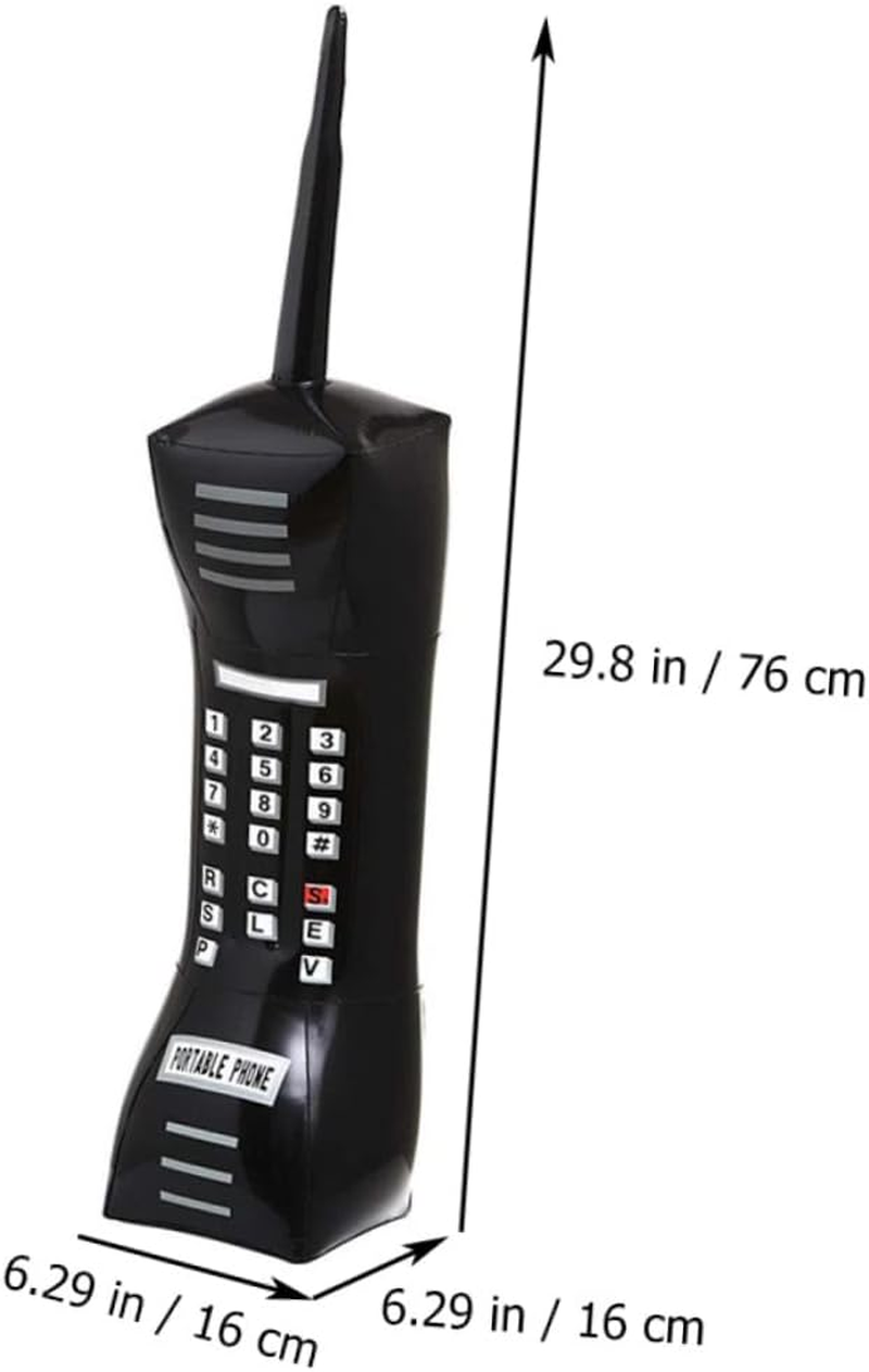 SAFIGLE 2Pcs Inflatable Vintage Toy Mobile Phones for Clueless Party Black Fake Phone Props image number 2