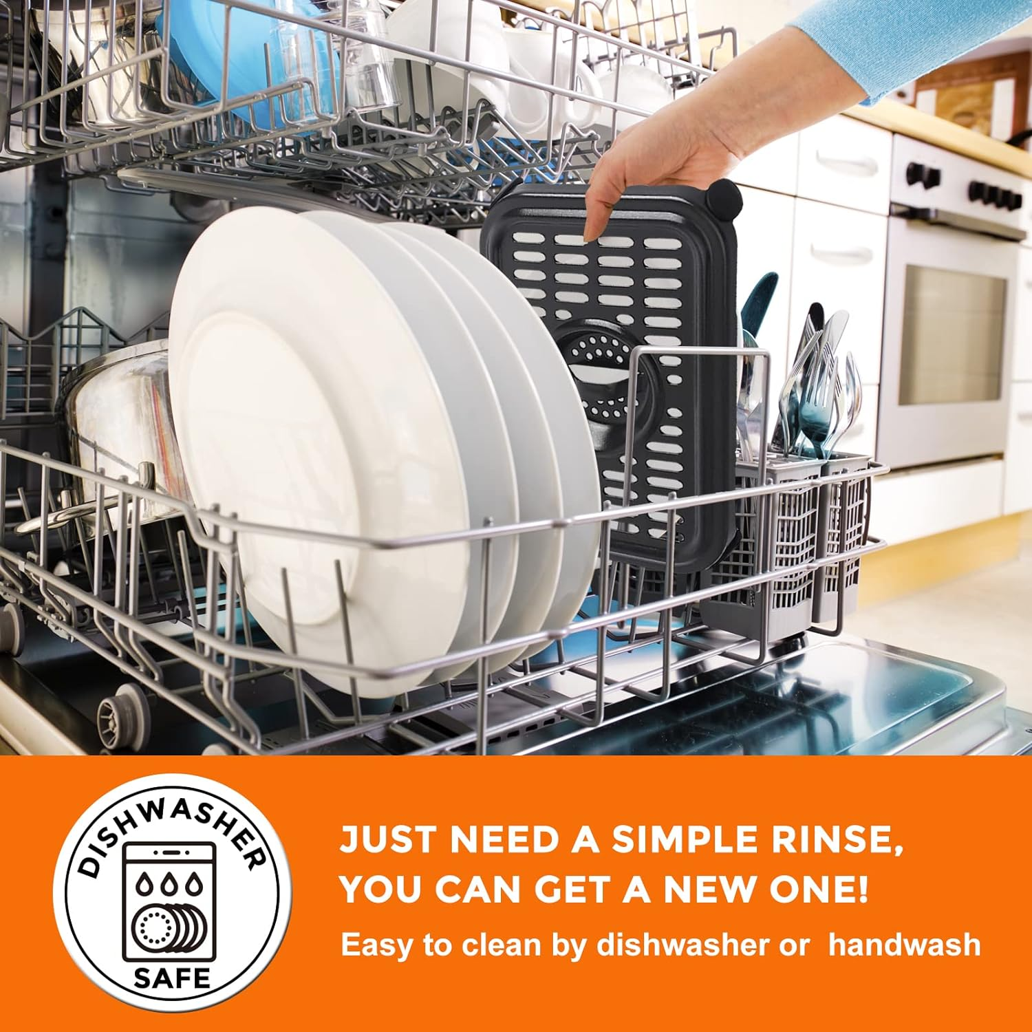 Air Fryer Replacement Parts for Ninja Foodi Dualzone Air Fryers, 2 PCS Food Grade Air Fryer Accessories Grill Pan Plate Crisper Plate Rack Tray for Ninja DZ090 DZ201 DZ100 Air Fryer, Dishwasher Safe image number 4