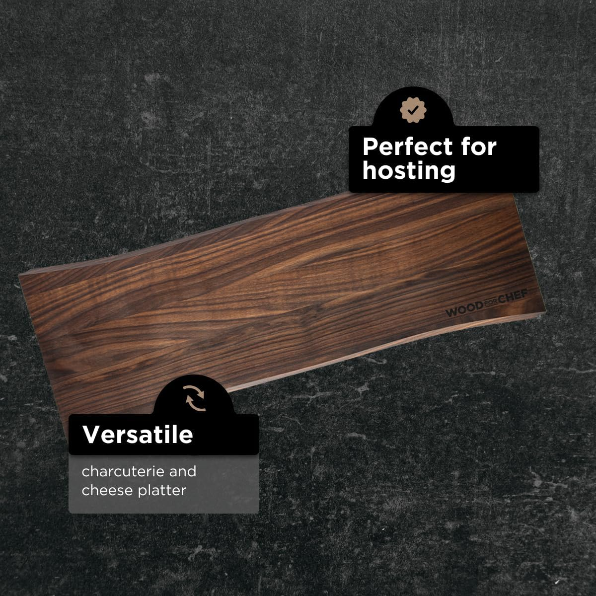 Live Edge Hardwood Charcuterie Board - Walnut Face Grain Charcuterie Board Serving Platter and Cutting Board - Combine Rustic Charm with Modern Elegance - 24X9X1 Inches image number 3