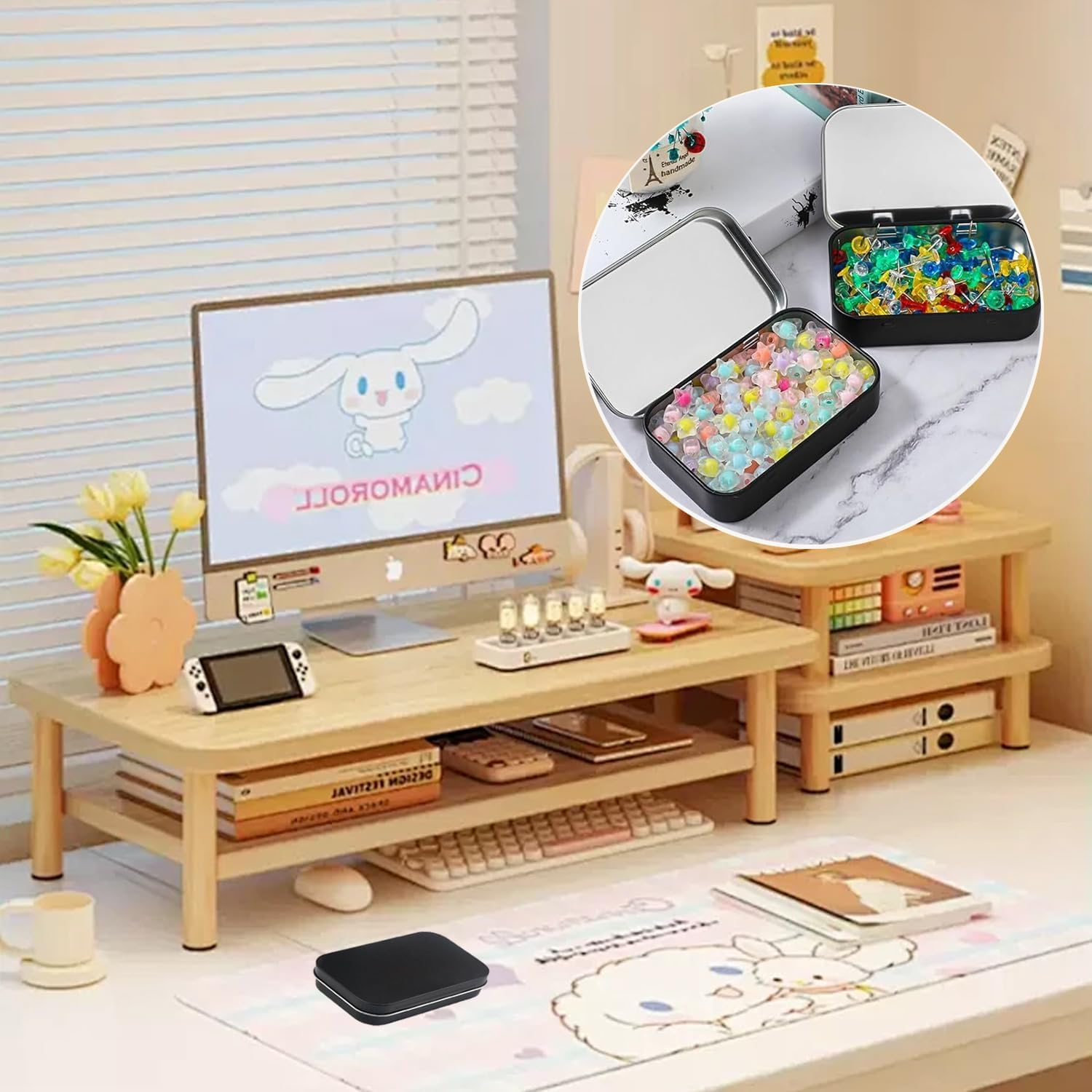 Vikrami 3-Pack Tin Box Candy Key Earrings Coin Metal Storage Boxes (Black) image number 4