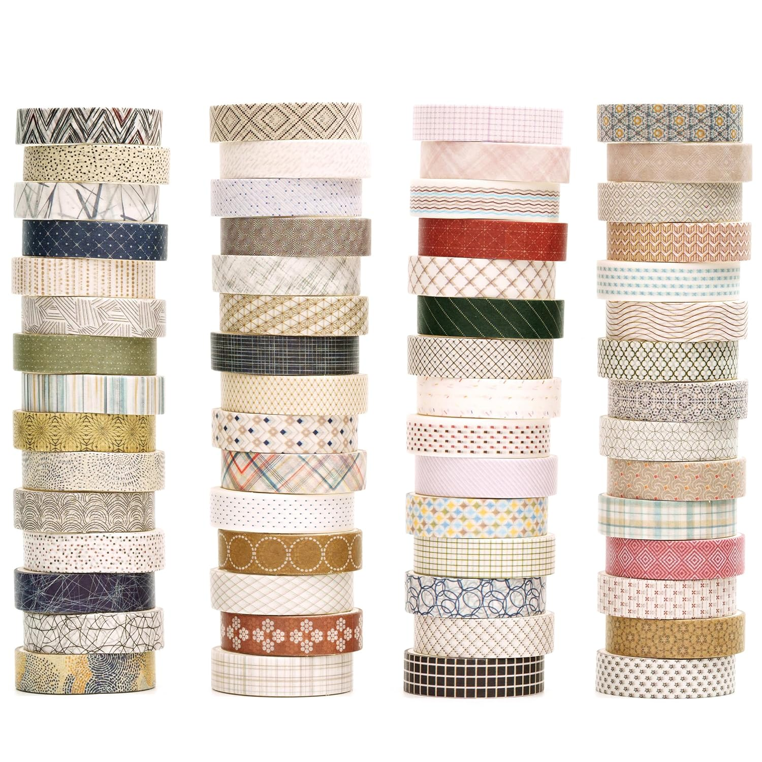 YUBBAEX 60 Rolls Value Washi Tape Pack Retro Arts Masking Tape Basic Patterns Decorative for DIY Crafts, Bullet Journal Supplies, Planners, Scrapbook, Card/Gift Wrapping (Retro Baroque)