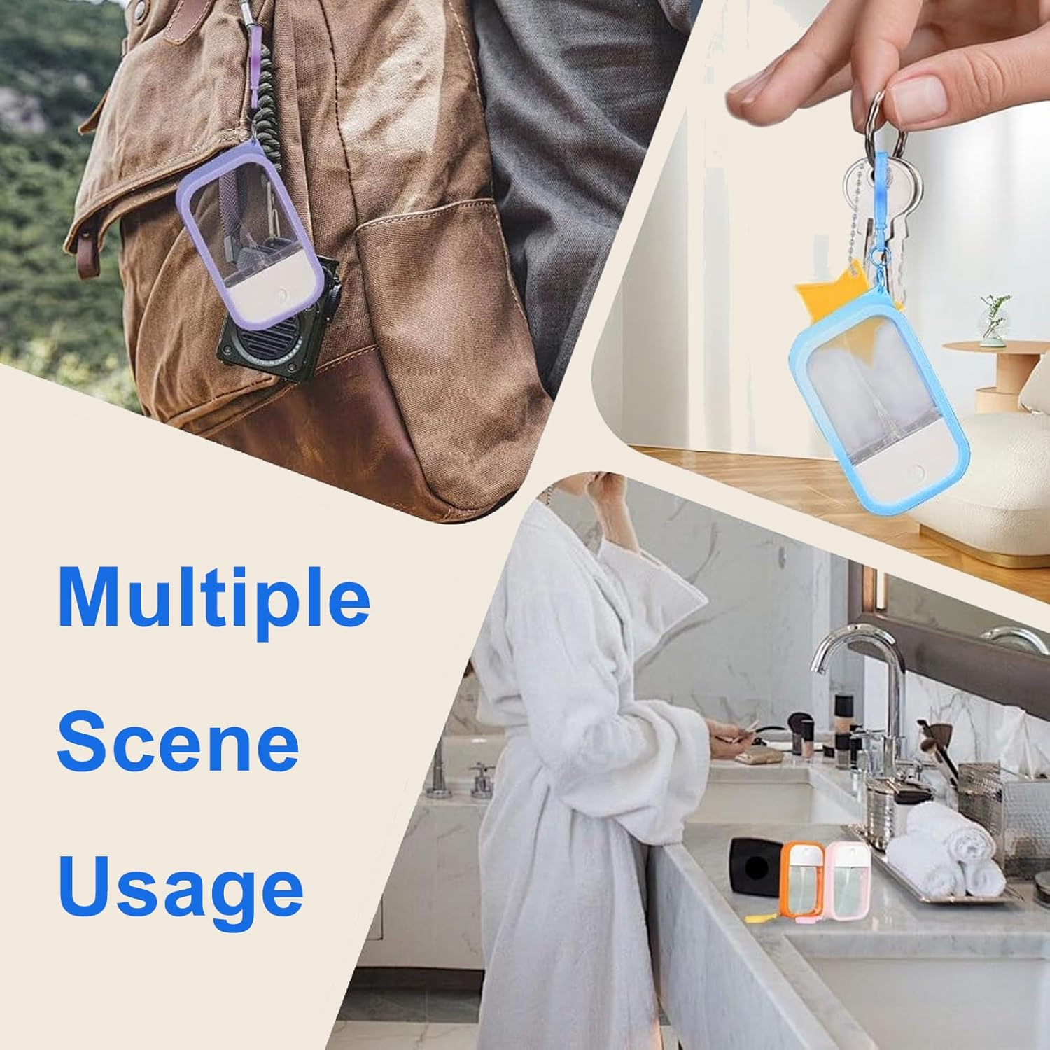 AYAITEE 3 Pack Refillable Spray Bottle,50Ml Ultra Thin Travel Spray Bottles with Keychain & Silicone Case,Card Spray Bottle,Leak Proof Fine Mist Spray Bottle for Perfume, Water, Hand Sanitizer image number 4