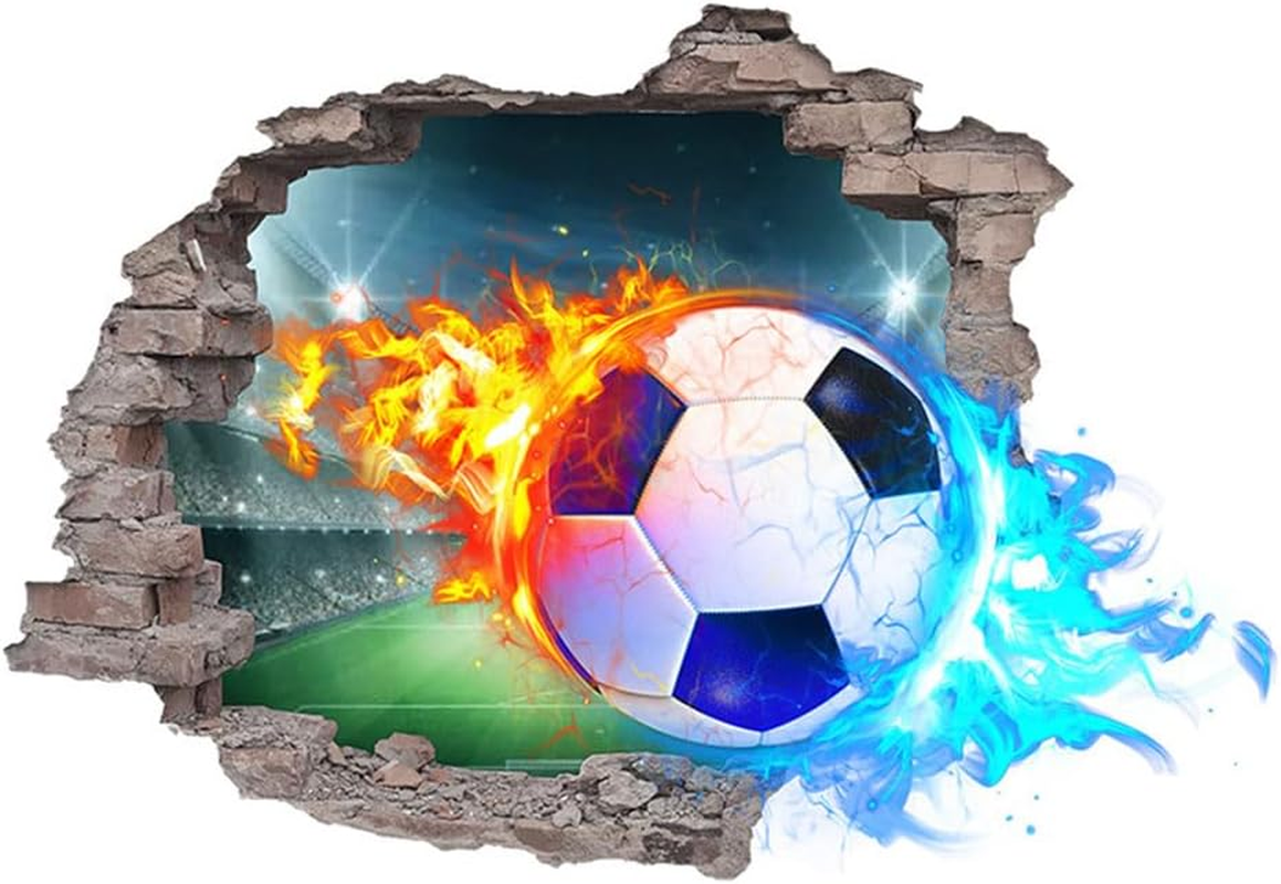 Sports Wall Stickers, Soccer Wall Stickers, 3D Soccer Wall Decal for Living Room, Bedroom, Kids Room, Home Decoration (T0206) image number 4