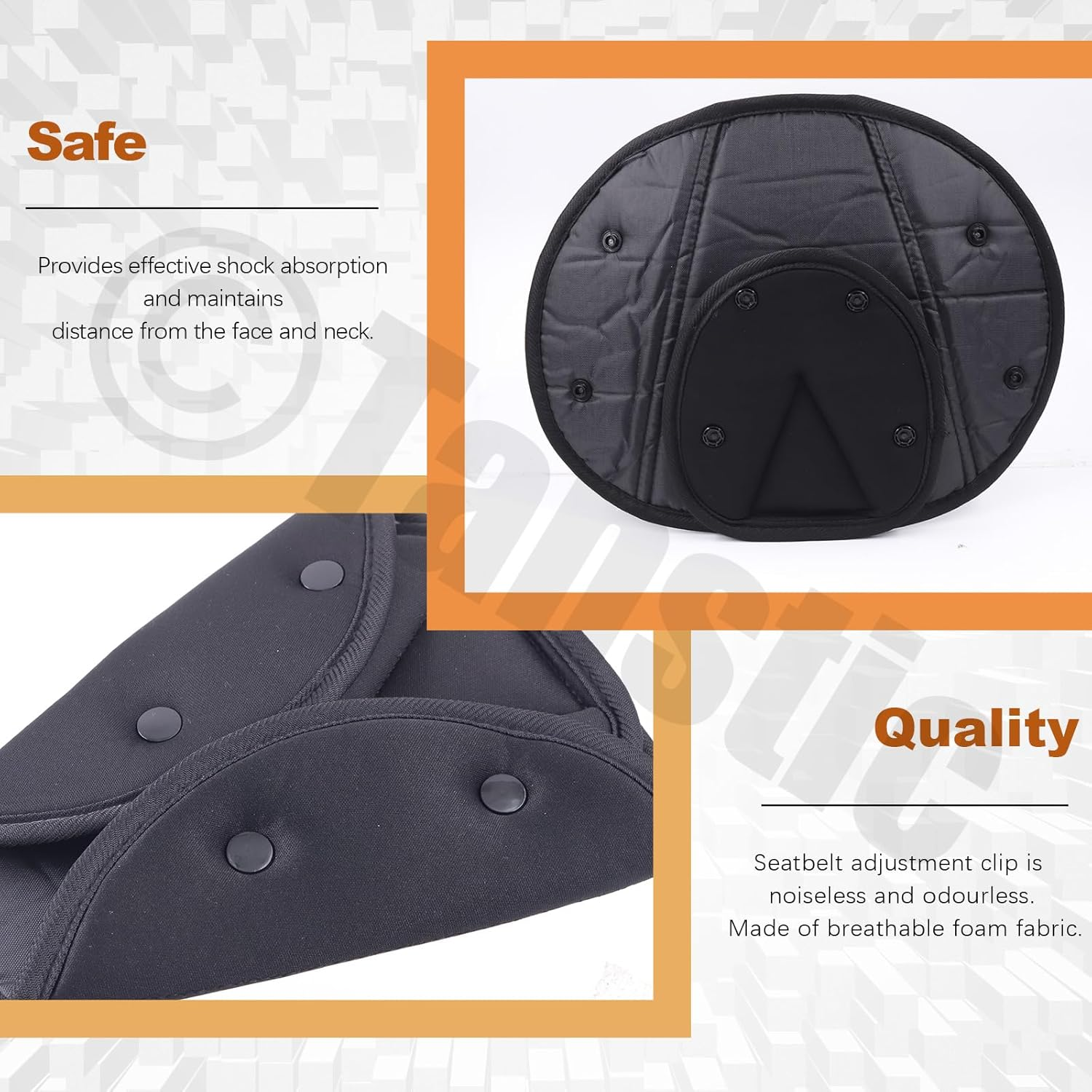 Tanstic 2Pcs Black Seat Belt Adjuster, Car Safety Cover Strap Adjuster Pad Harness, Safety Strap Triangle Positioner Car Seat Strap Pads, Neck Pillow Adjuster for Shoulder Neck image number 6