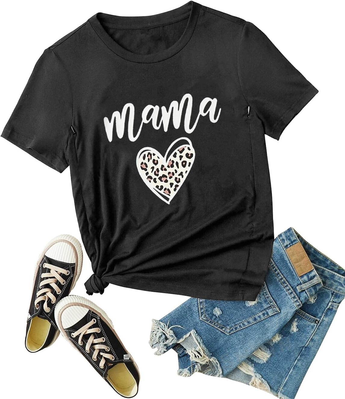 Women Maternity Nursing Shirt Funny Mama Shirt Cute Leopard Heart Graphic Tees Friendly Zip Maternity Breastfeeding Tops