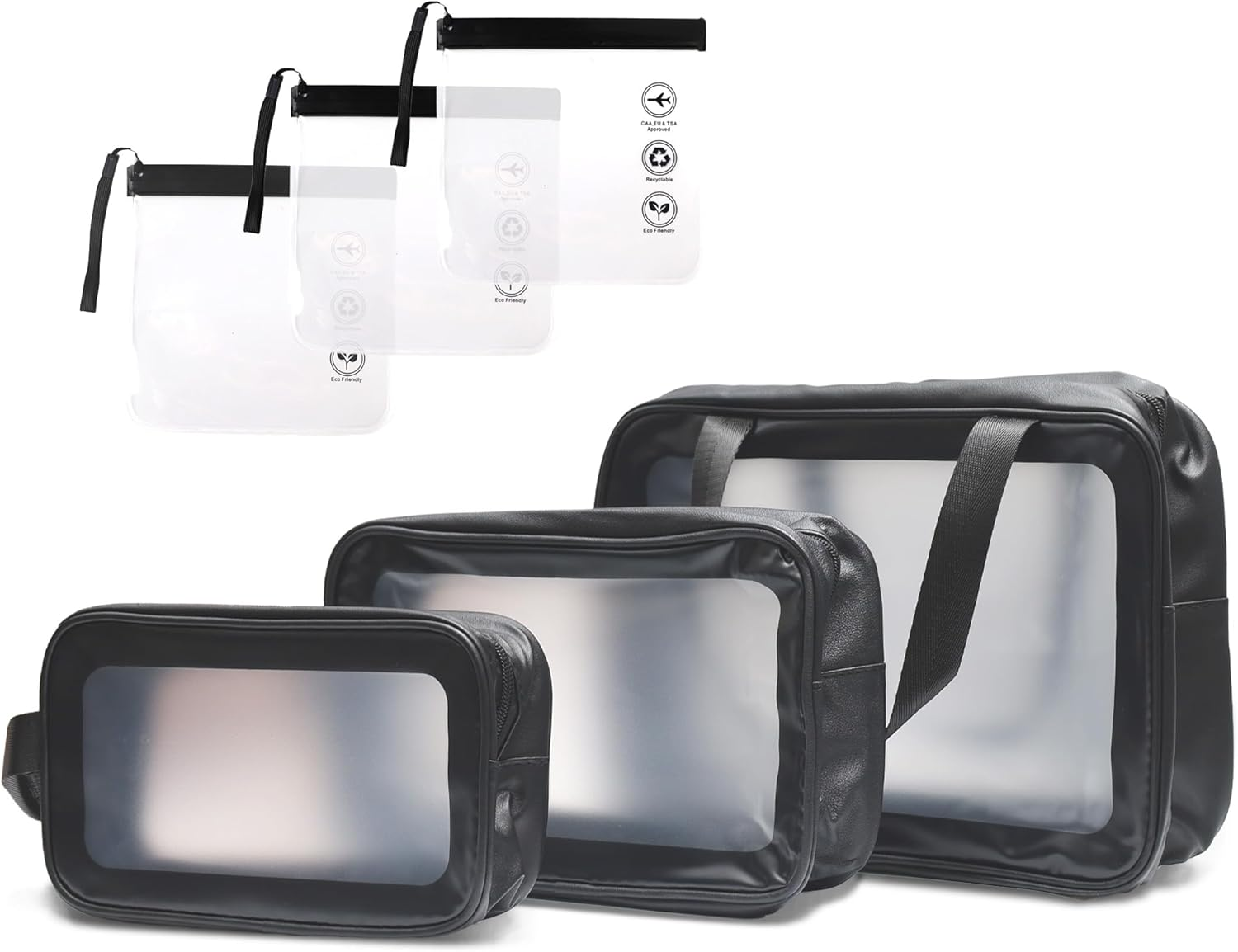 Gemuity Clear Travel Toiletry Bag Set - 6 Pack Multi-Size Transparent Organizer Pouches for Toiletries, Makeup, Electronics & Travel Essentials image number 6