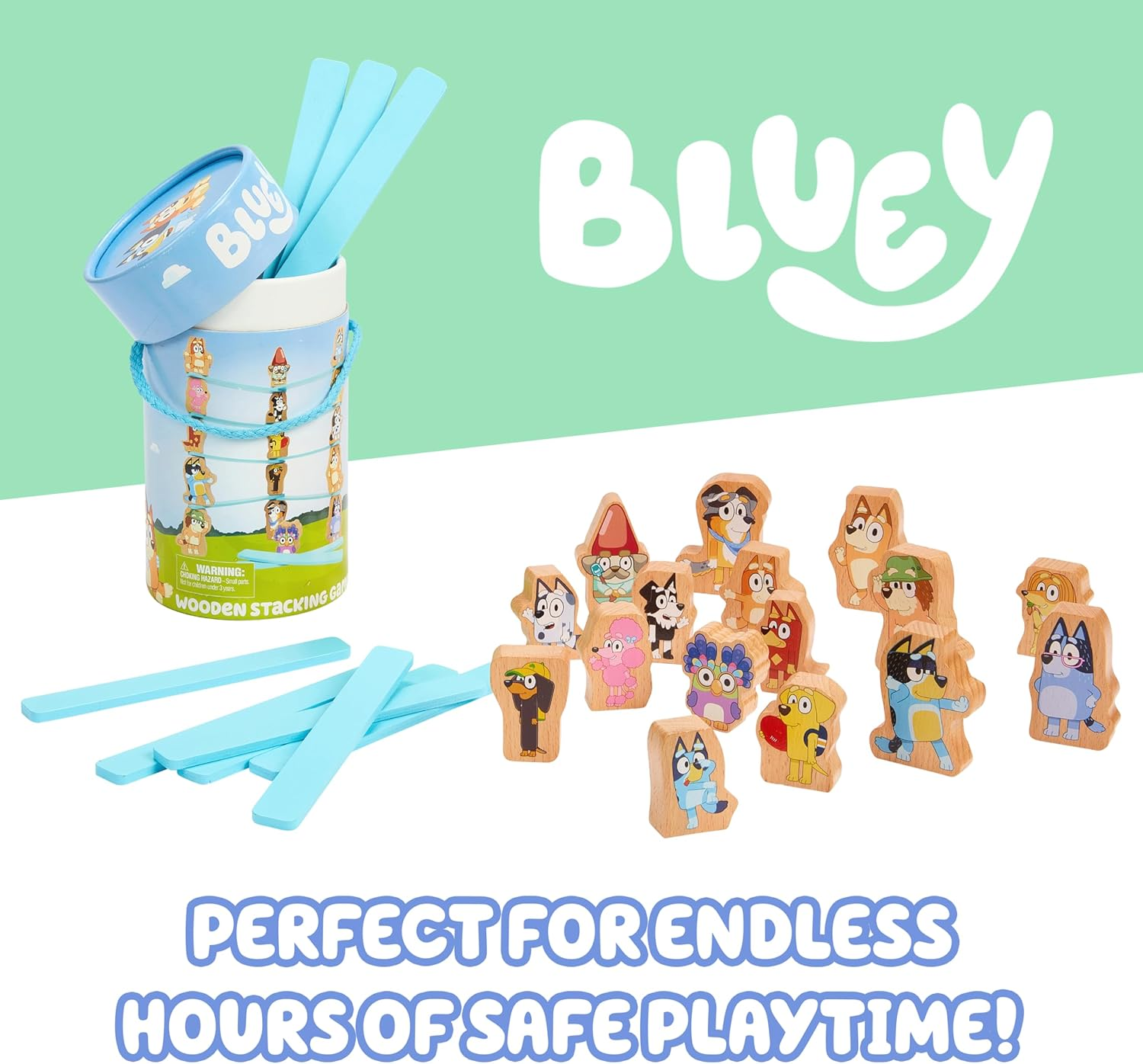 Bluey Wooden Stacking Game 26-Piece Activity Toy Playset image number 3