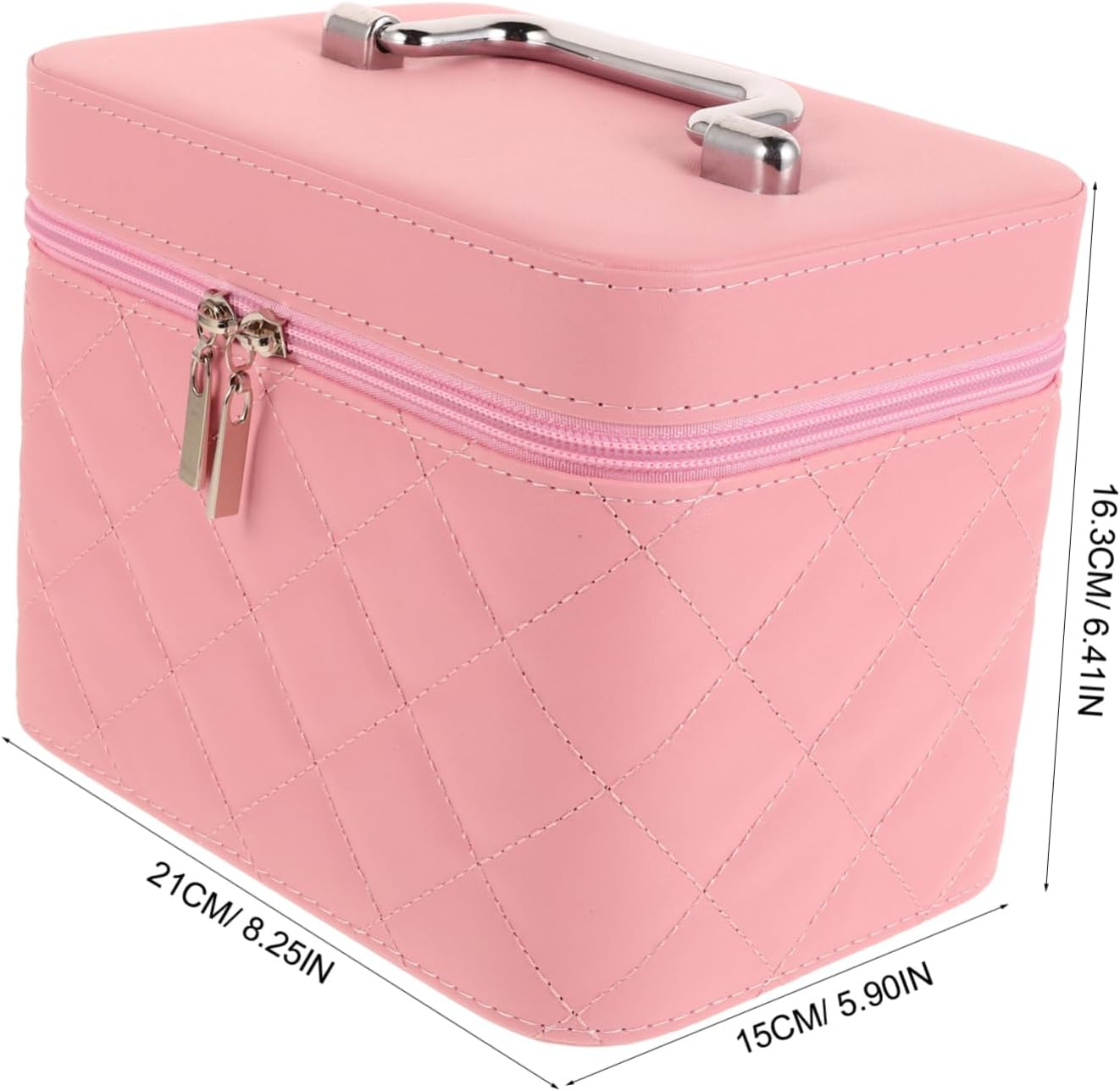 EXQUIMEUBLE Portable Makeup Case Small Pink Hard Travel Cosmetic Organizer Multi-Functional Makeup Storage Bag for Women image number 3