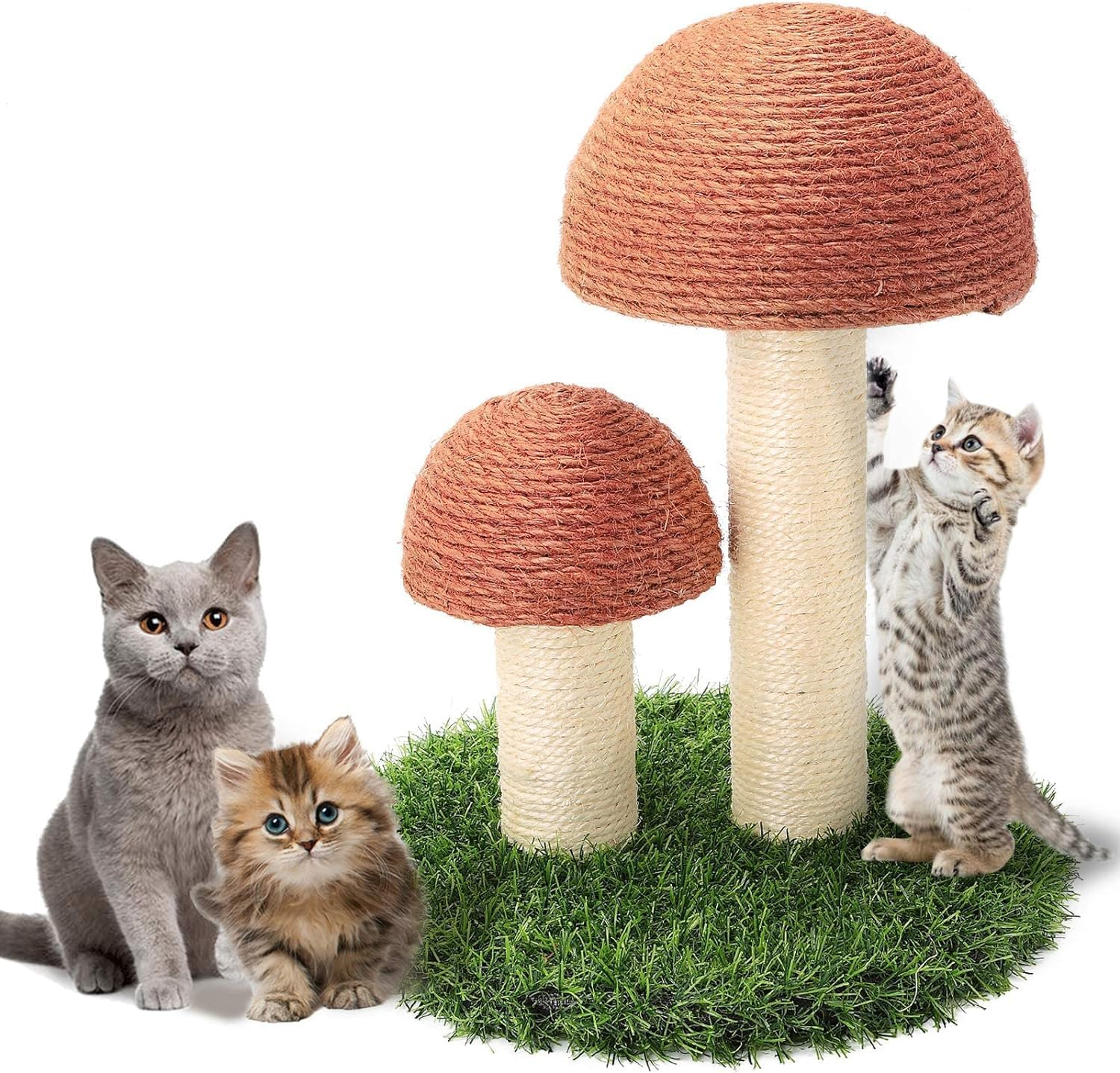 Cat Scratching Post, Mushroom Claw Scratching Post for Kitty, Natural Sisal Cat Scratchers Pole, 15X12 Inch Cat Interactive Toys (Pink)