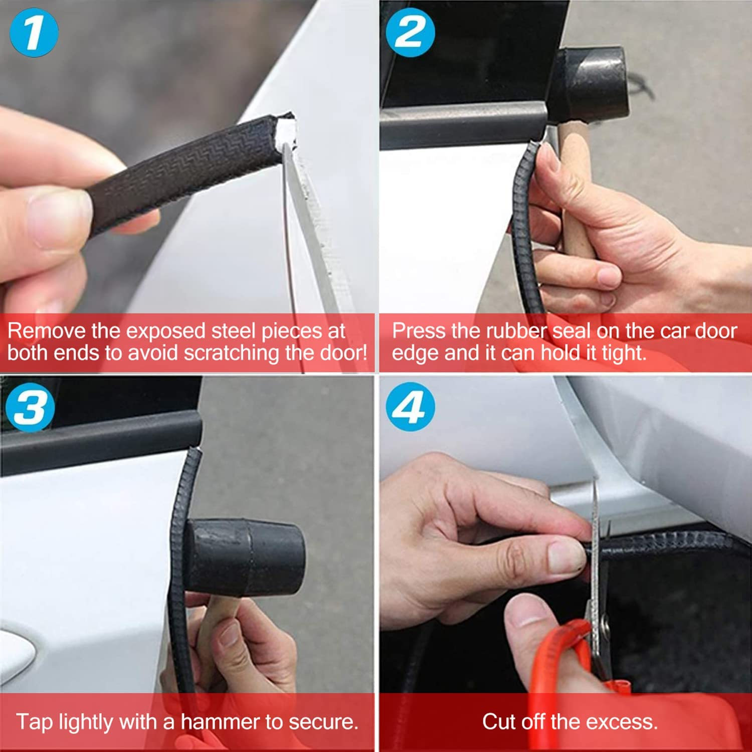 MYFAMIREA16.4 Ft(5M) Car Door Edge Guards U Shape Edge Trim Rubber Seal Protector Rubber Car Door Protector Car Protection Door Edge Anti-Collision Rubber Clips Fit for Most Car image number 4