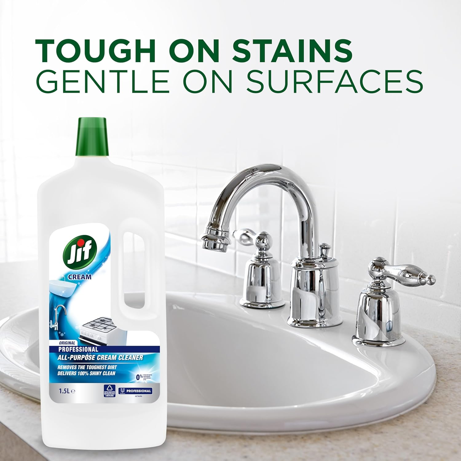 Jif Professional Original Cream Cleanser 1.5L &ndash; Multi-Purpose Surface Cleaner with Natural Micro Crystals &ndash; Plant-Based, Streak-Free, Kitchen & Bathroom Use image number 6