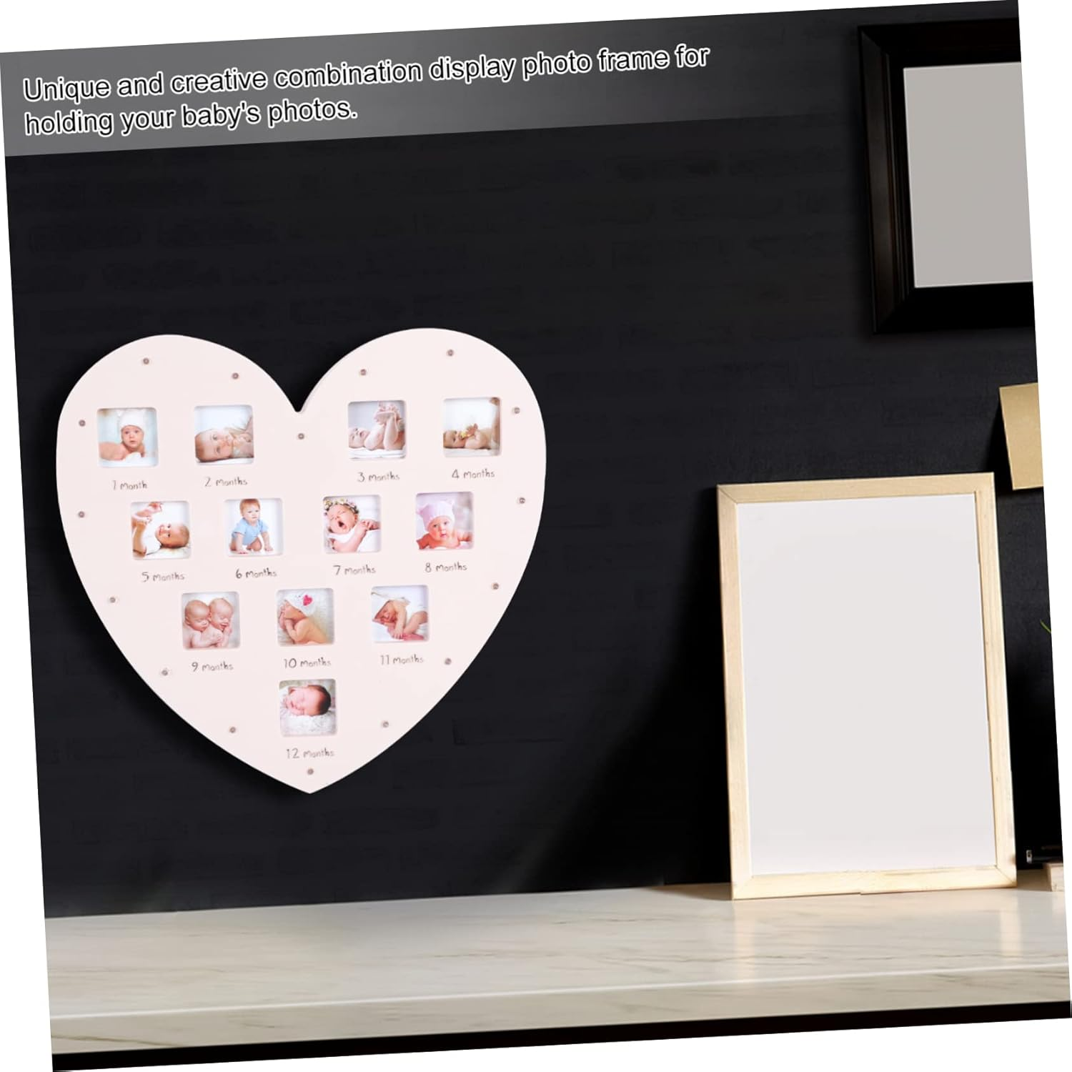 LIFKOME Growth Record Photo Frame Picture Frame for Nursery Decor for Tracking First Year Milestones Light image number 3