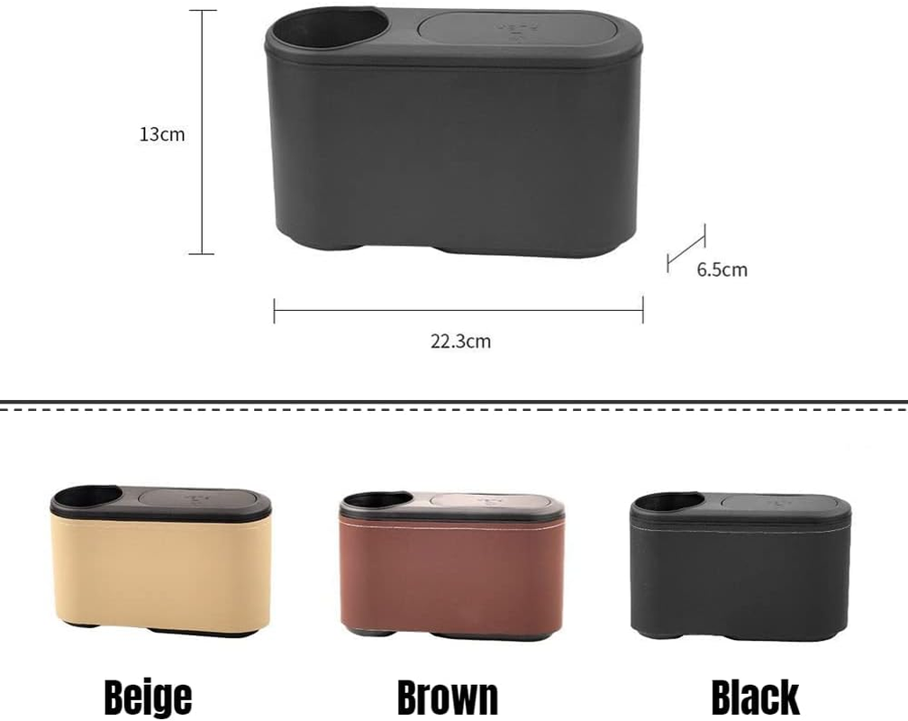 Car Trash Can with Lid,Mini Car Garbage Can Leakproof Trash Bin for Car,Automotive Garbage Container Accessories (Beige) image number 6