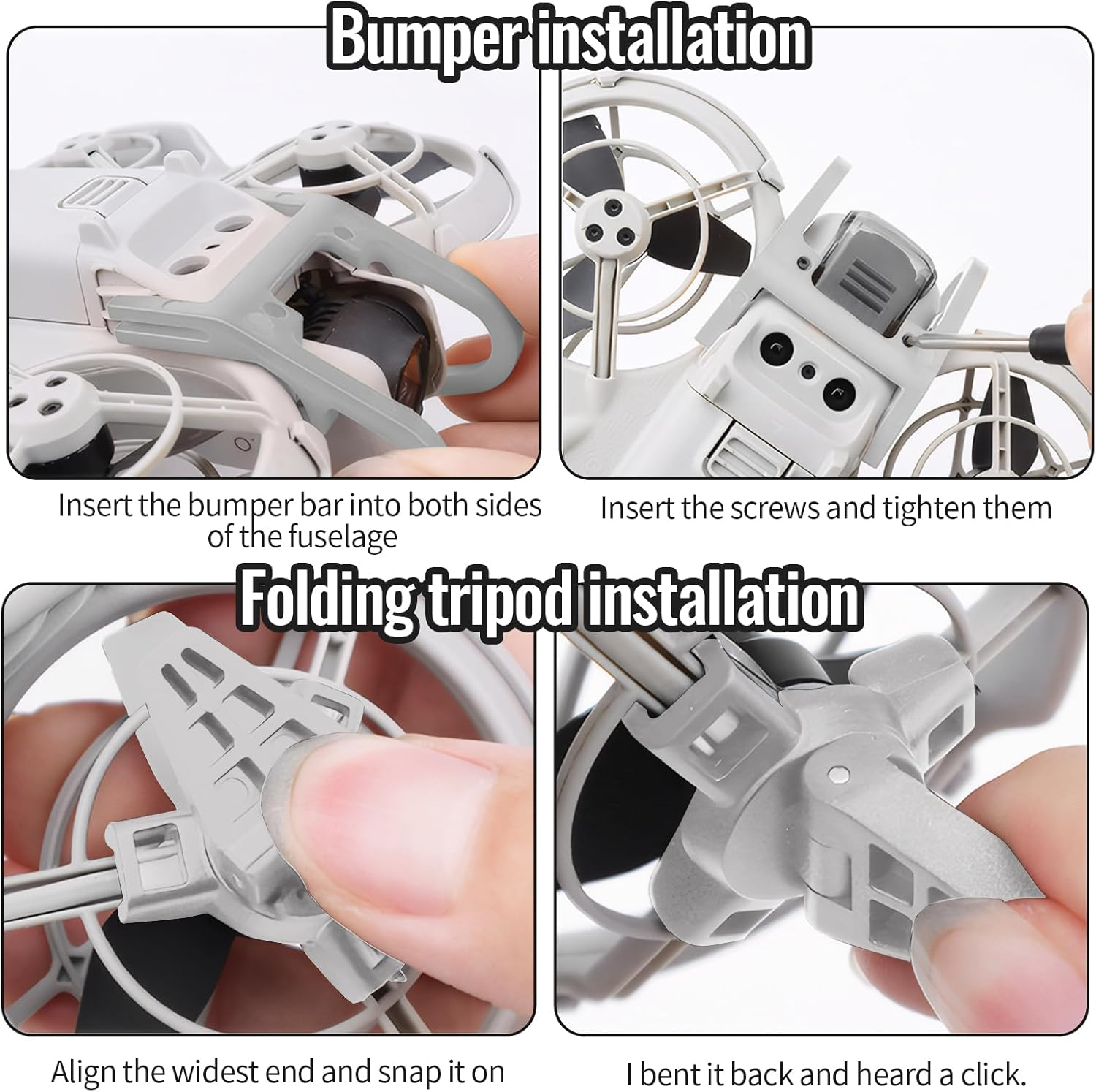 Bumper for Dji Neo Gimbal, Foldable Booster Stand for Pocket Drone Neo, Grey Bumper and Foldable Stand for Drone Dji Neo Accessories, for Dji Neo Protection