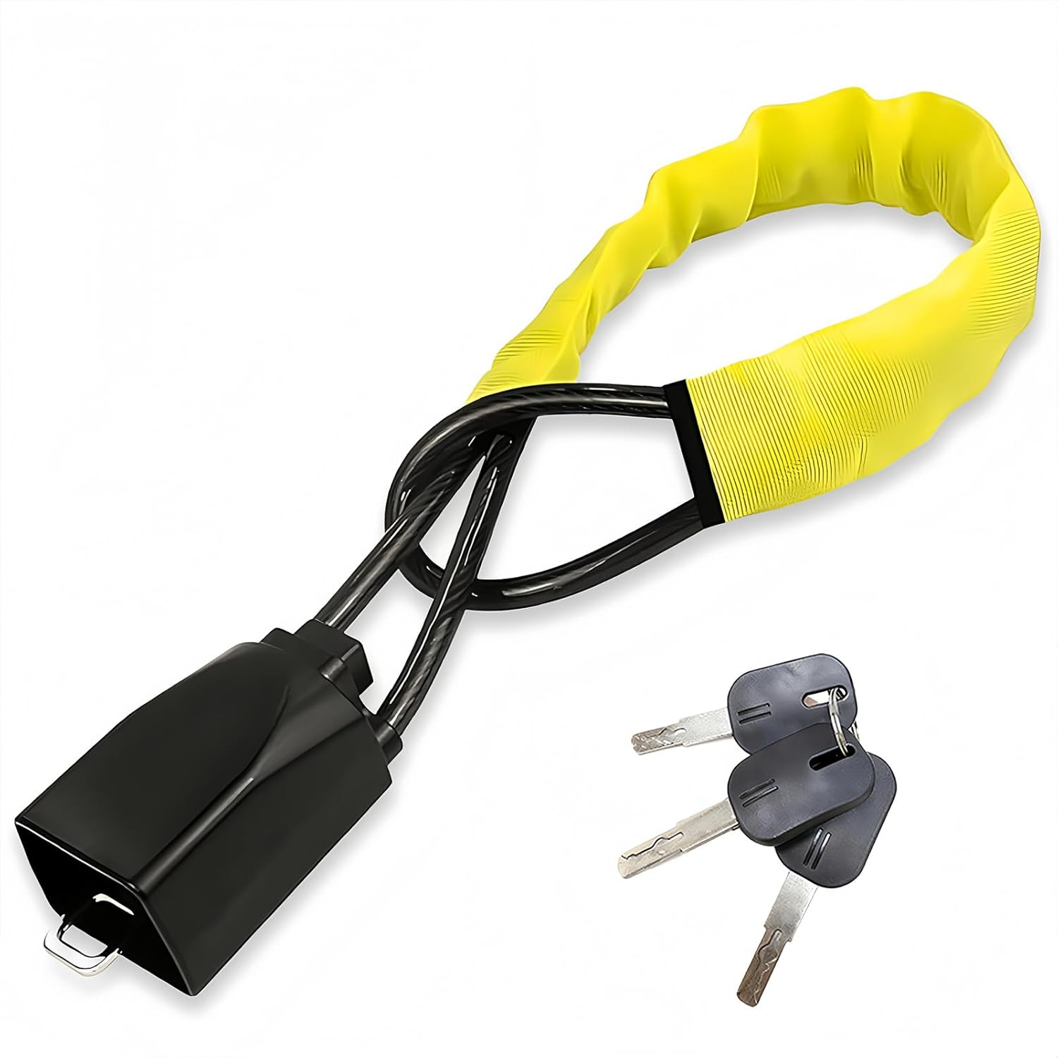 Car Steering Wheel Lock & Seat Belt Lock - Max 17&rdquo; Length, Universal Anti-Theft for Cars, Suvs, Golf Carts | Compact, Lightweight & Multi-Functional Security Device with 3 Keys (Black)