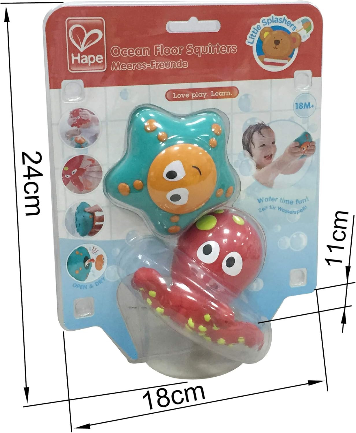 Hape Ocean Floor Squirters Bath Toy | Fun & Safe Water Squirting Sea Animals for Toddlers 18M+ | Interactive Floating Baby Bath Toys | Easy to Clean & Mold-Free image number 5