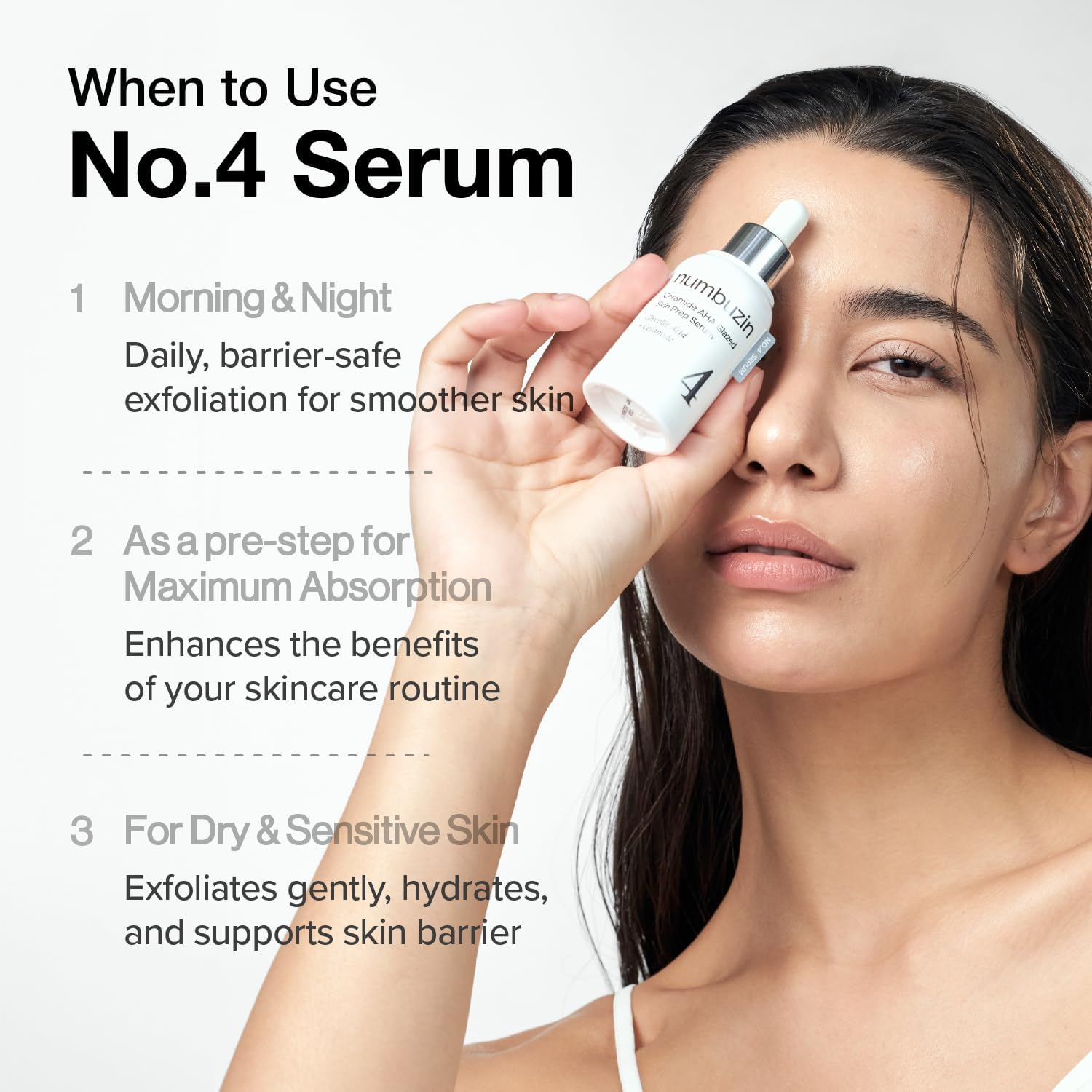 Numbuzin No.4 Serum | Ceramide AHA Glazed Skin Prep Serum | Exfoliating, Skin Barrier Repair, Face Peel | Glycolic Acid, PHA, Ceramides, Panthenol | 1.01 Fl.Oz