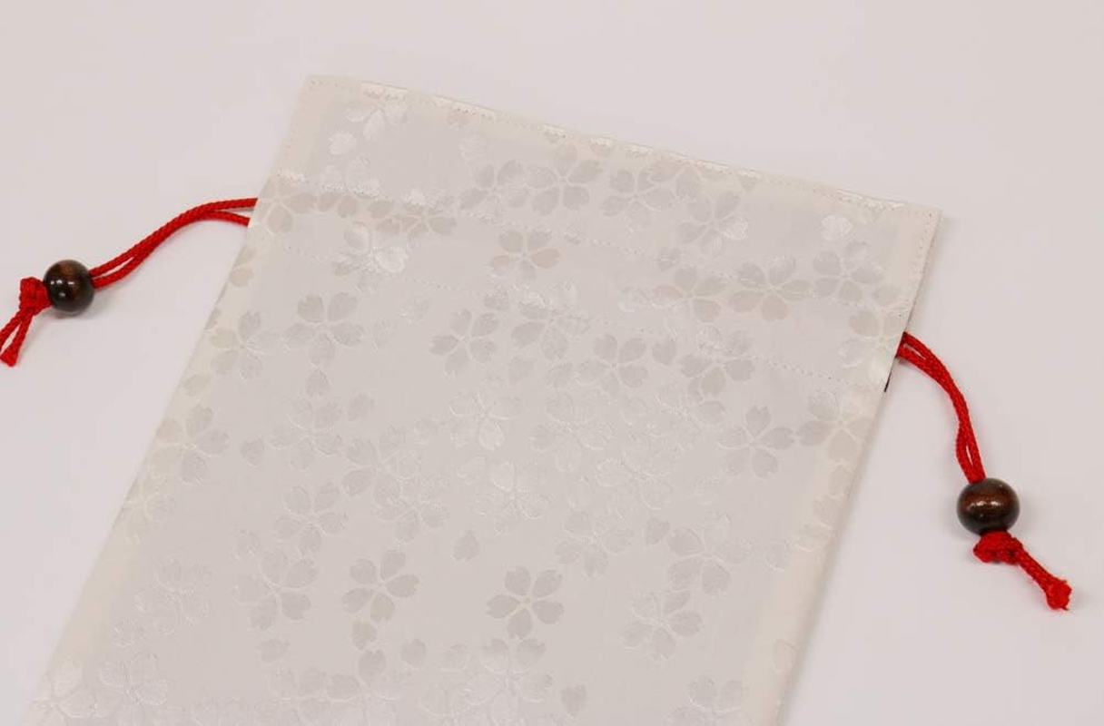Matsumi Craft Goshuin Stamp Book Holder, Drawstring Bag, 7.5 X 10.6 Inches (19 X 27 Cm), Cherry Blossom, White image number 4