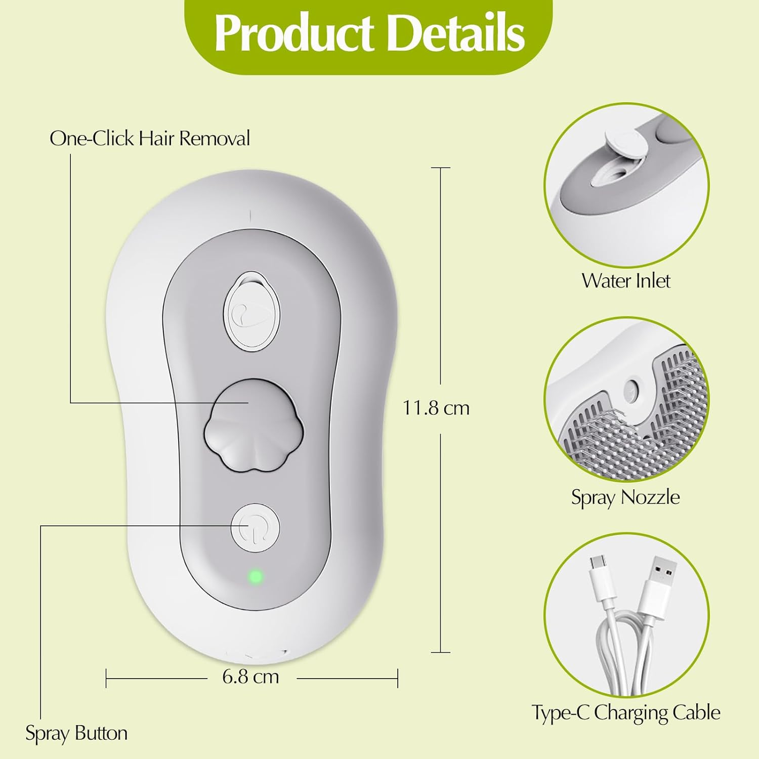 Cat Steam Brush for Shedding, 3-In-1 Rechargeable Steam Brush for Cats, Cat Brush with Steam for Long and Short Haired Cats, Cat Grooming Brush with Steam and One-Click Clean Button image number 1