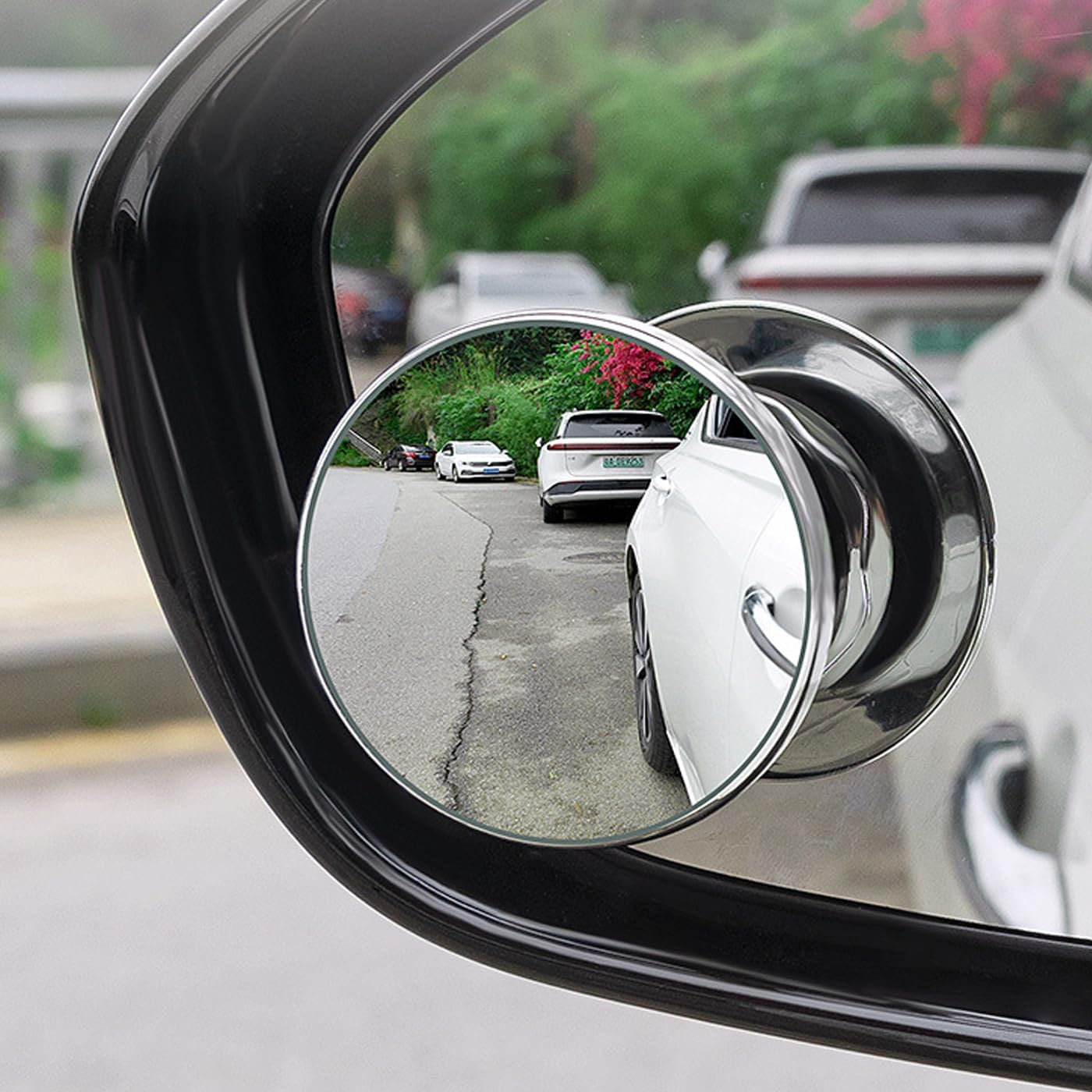 2 Pcs 360&deg; Rotate Car Blind Spot Mirrors HD Glass Side Blindspot Mirror round Shaped Frameless Rear View Mirrors with Suction Cup, Car, Van, SUV, and Trucks Accessories (Silver) image number 2
