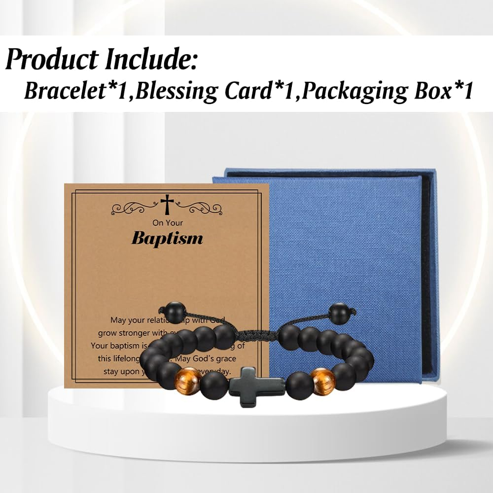 Braided Rope Cross Christian Bracelet, Baptism Gift for Boys & Girls, Christening, First Holy Communion, Adjustable Size (6-13 Inches), Unisex - Style2 image number 5