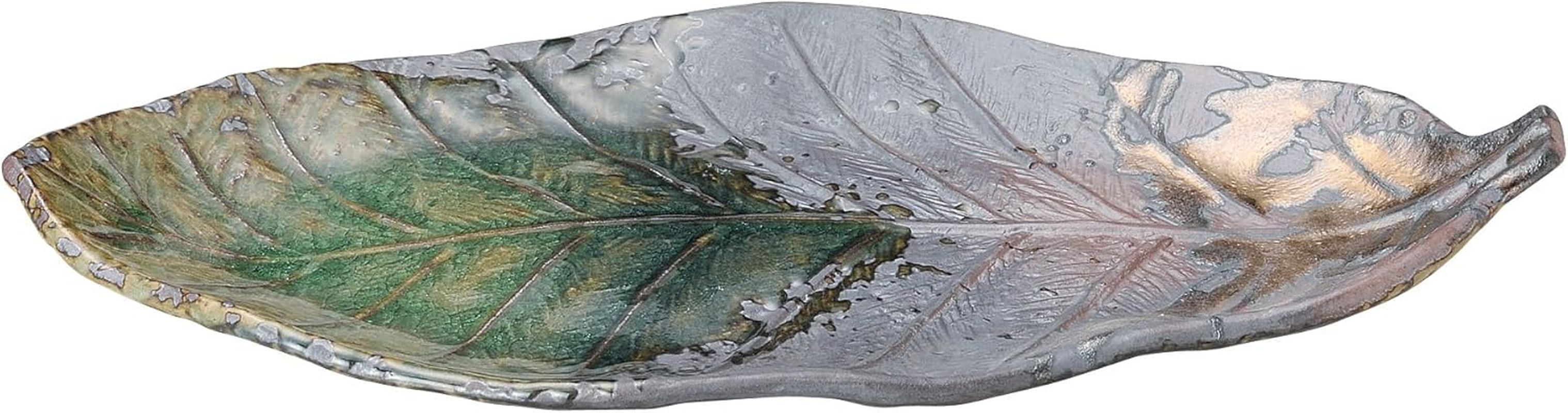 Banko Ware 16050 IGA Kinsai Park Leaf Long and Small Plate, Diameter Approximately 6.3 Inches (16 Cm), Made in Japan