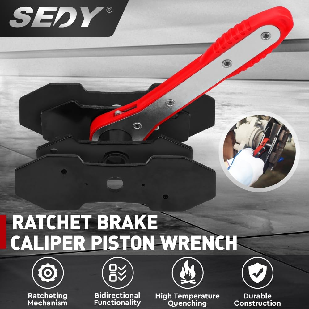 Universal Ratchet Brake Caliper Piston Wrench Tool Set - Heavy Duty, 360&deg; Swivel, Bi-Directional for 2 and 4 Piston Calipers - Ideal for Disc Brakes image number 4