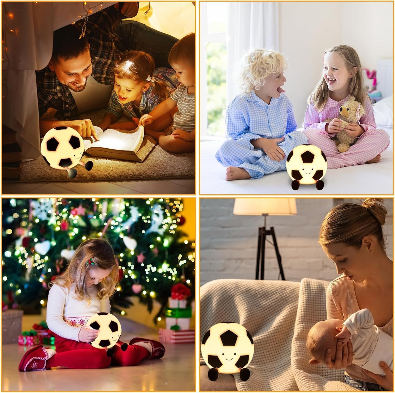 Soccer Night Light, Cartoon Soccer Lamp, Squishy Silicone Baby Nursery Night Light, Dimmable Rechargeable Silicone Soccers Lamp for Boys Girls Bedroom Home Office Decor image number 3